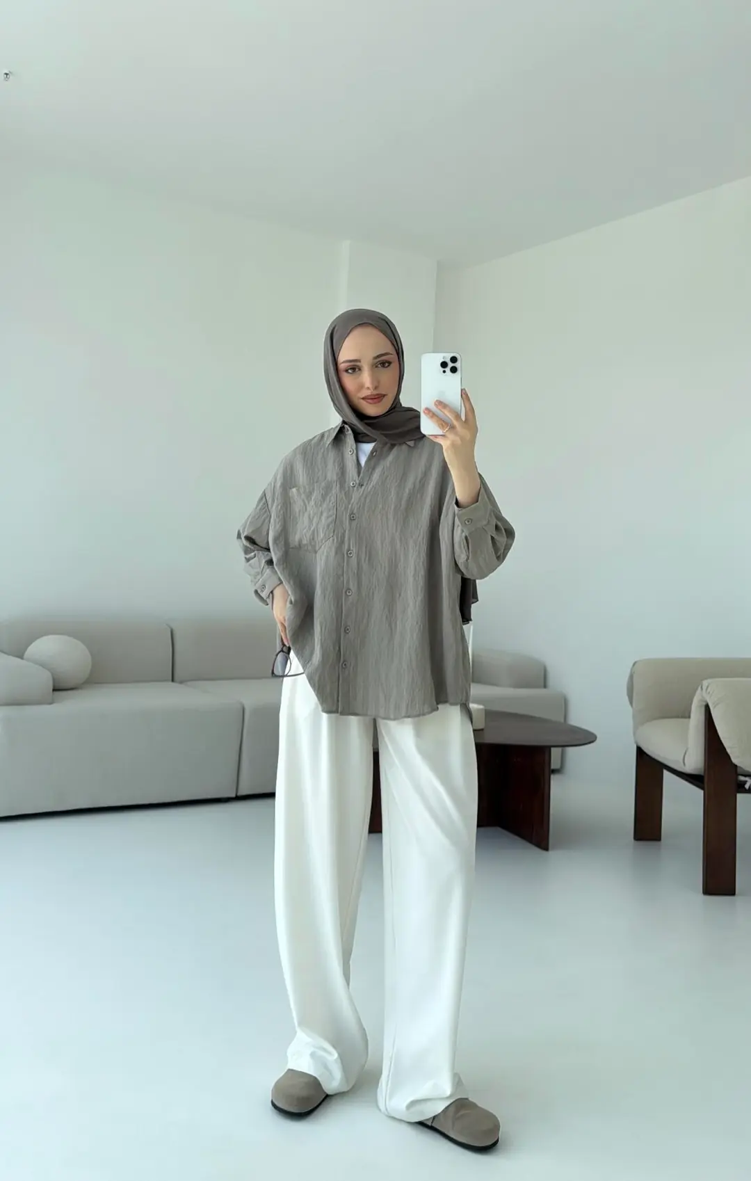 Dokulu Gömlek Haki - Görsel 4