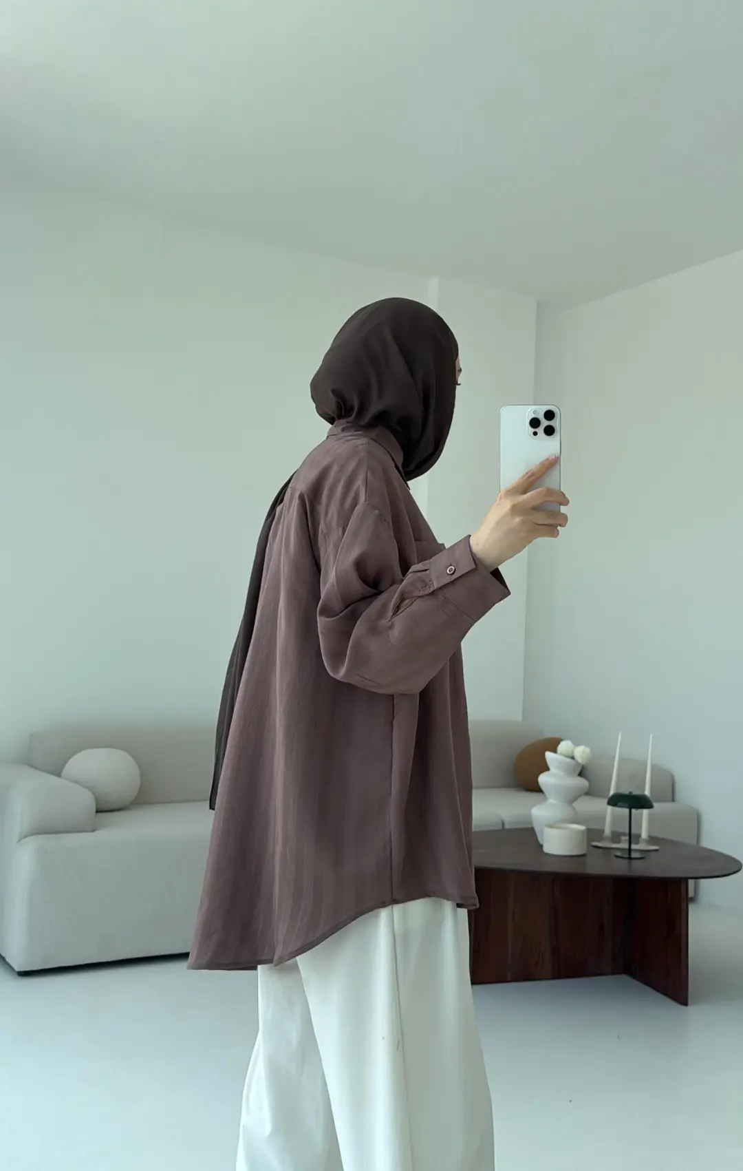 Dokulu Gömlek Kahve - Görsel 7