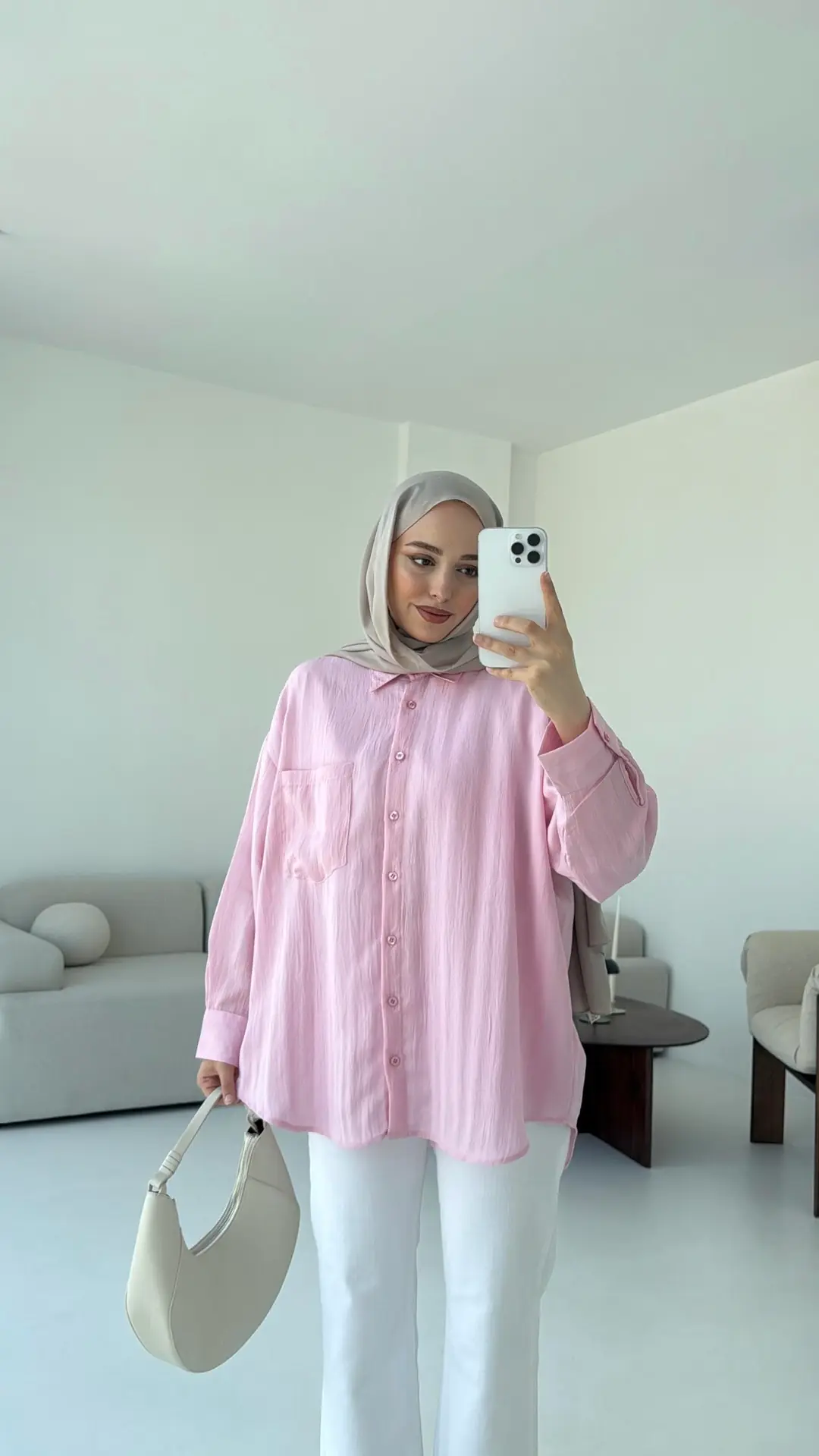 Dokulu Gömlek Pembe - Görsel 5