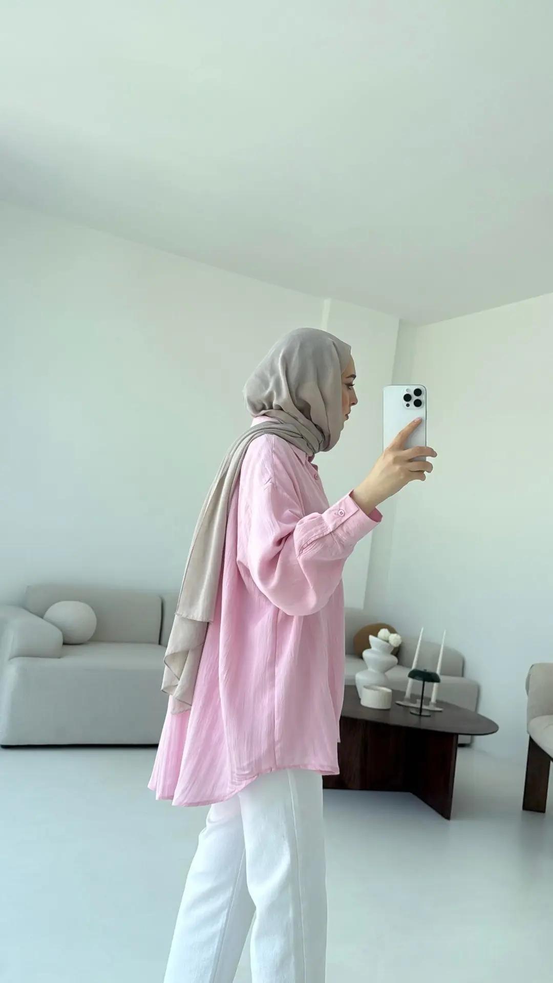 Dokulu Gömlek Pembe - Görsel 7