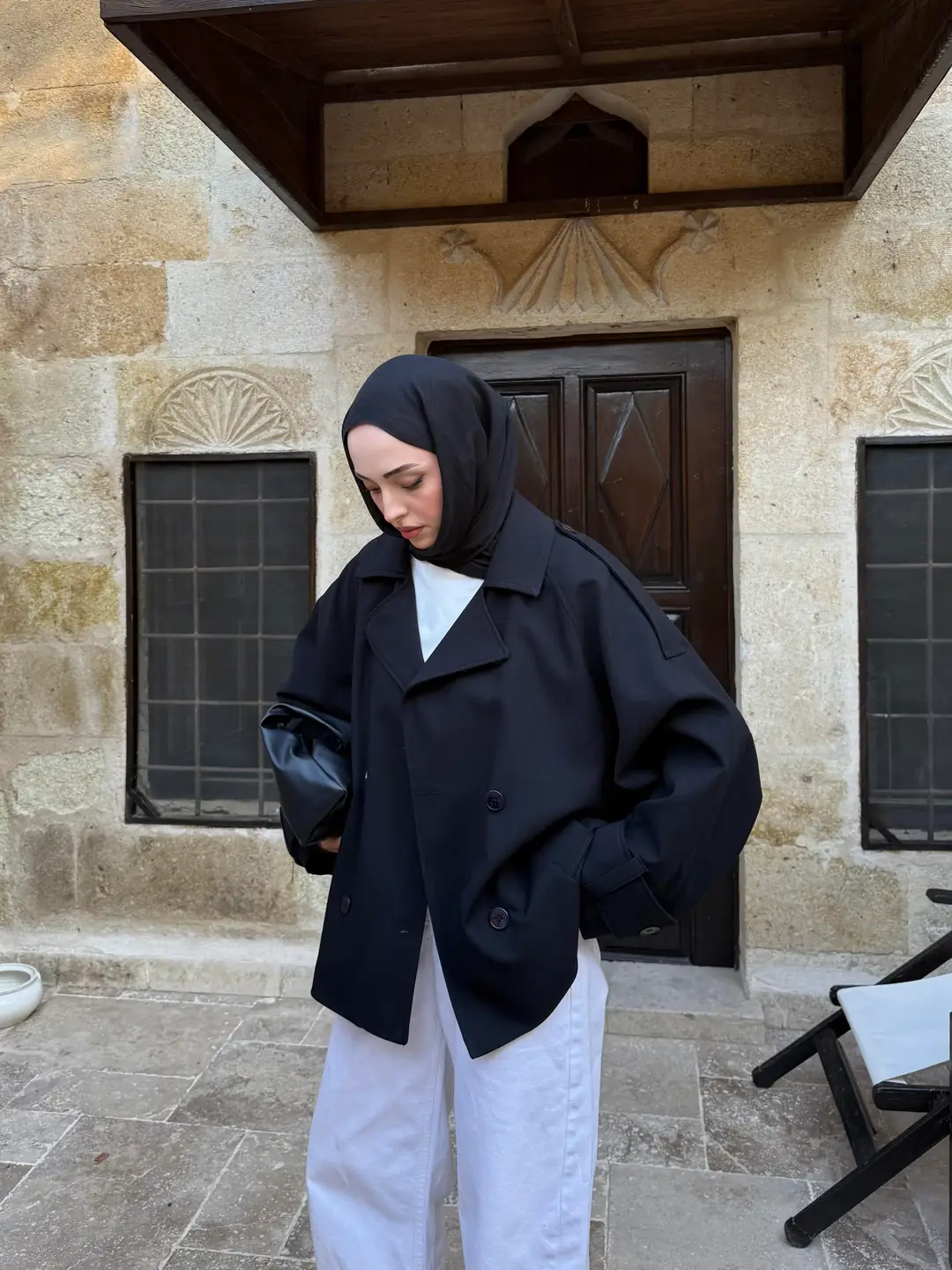 Dökümlü Trençkot Siyah - Görsel 2