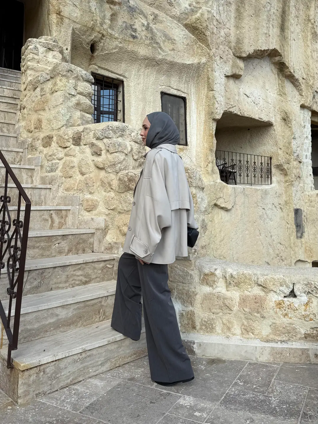 Dökümlü Trençkot Taş - Görsel 5