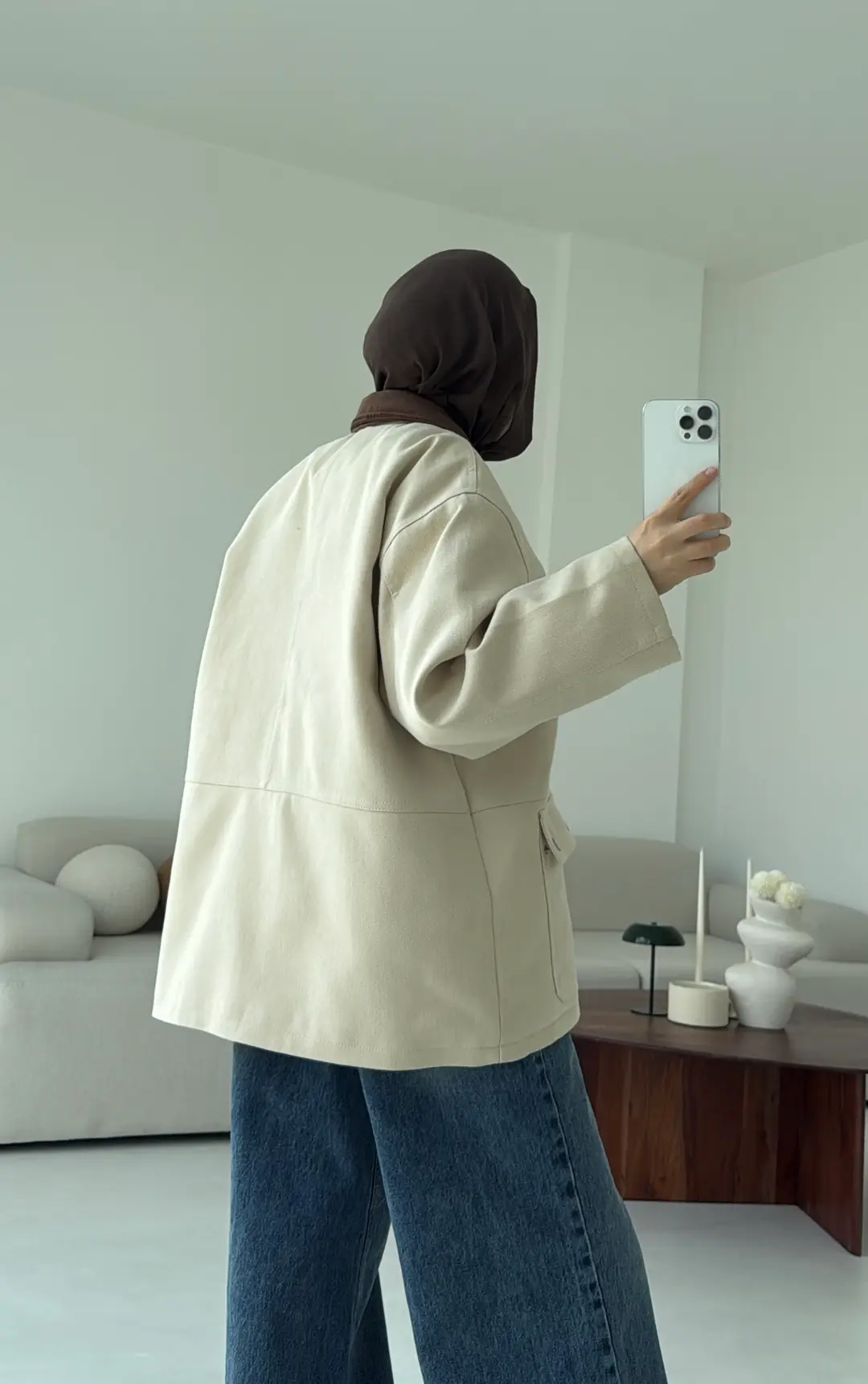 Dolgulu Gabardin Ceket Bej - Görsel 6