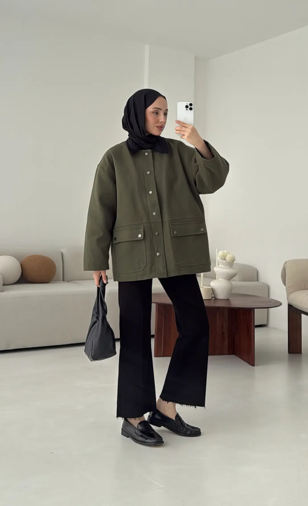 Dolgulu Gabardin Ceket Haki - Görsel 3