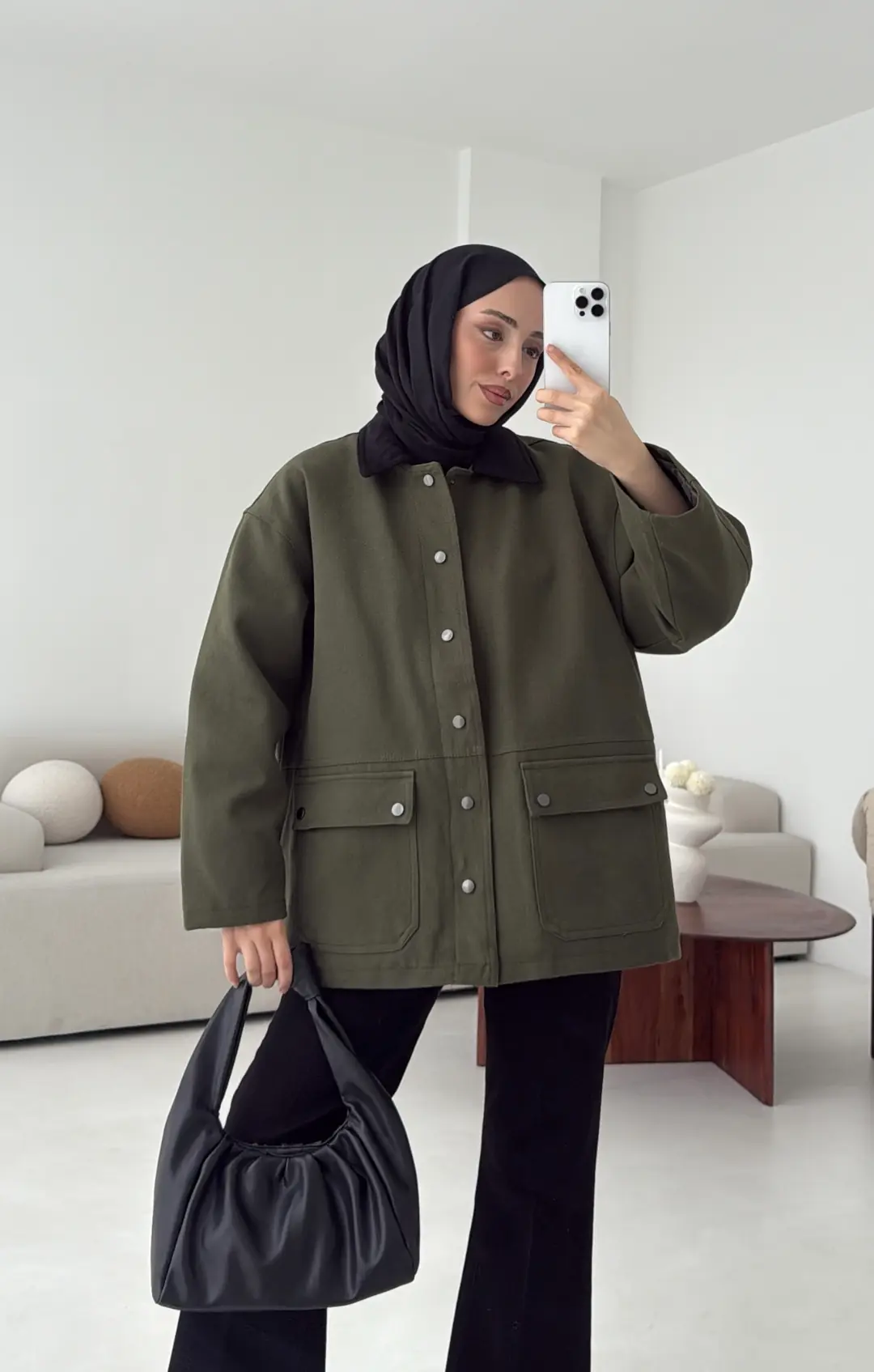 Dolgulu Gabardin Ceket Haki - Görsel 7