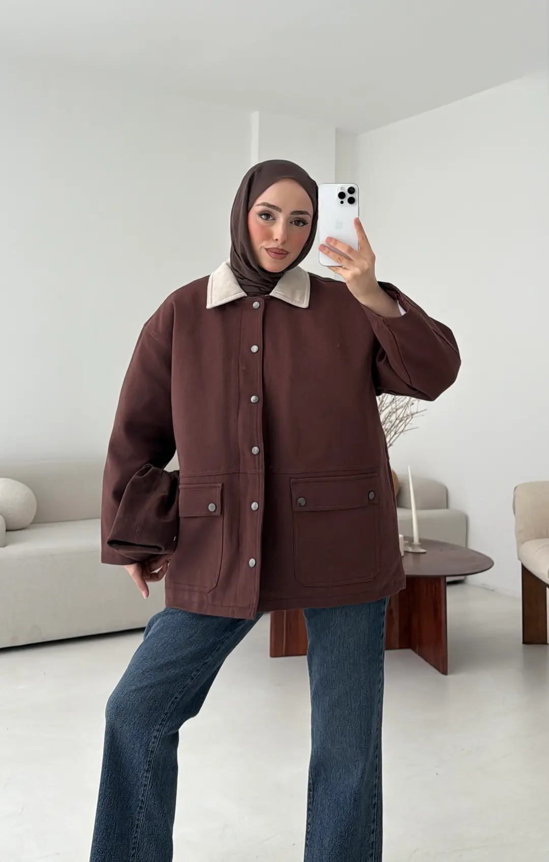 Dolgulu Gabardin Ceket Kahve - Görsel 5