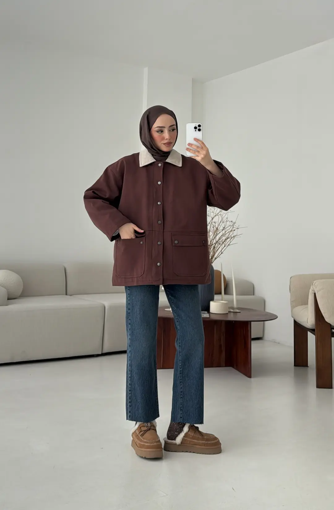 Dolgulu Gabardin Ceket Kahve - Görsel 9