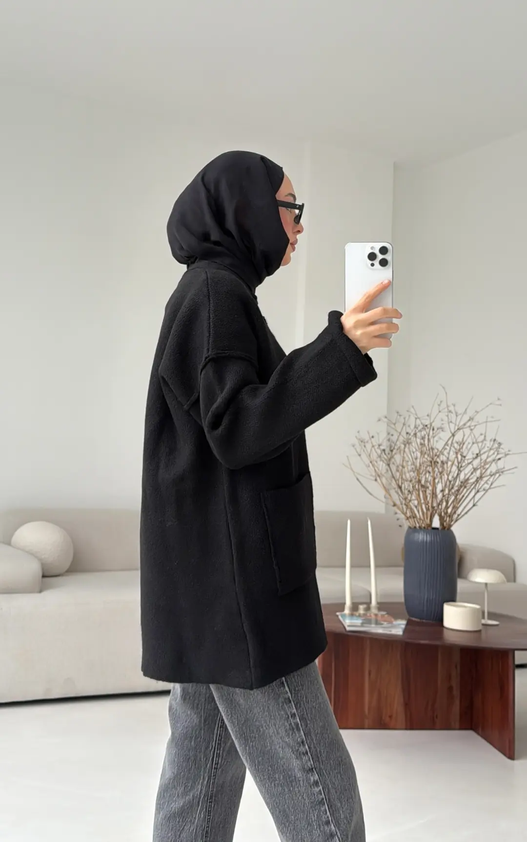 Double Kol Çelik Örgü Hırka Siyah - Görsel 2