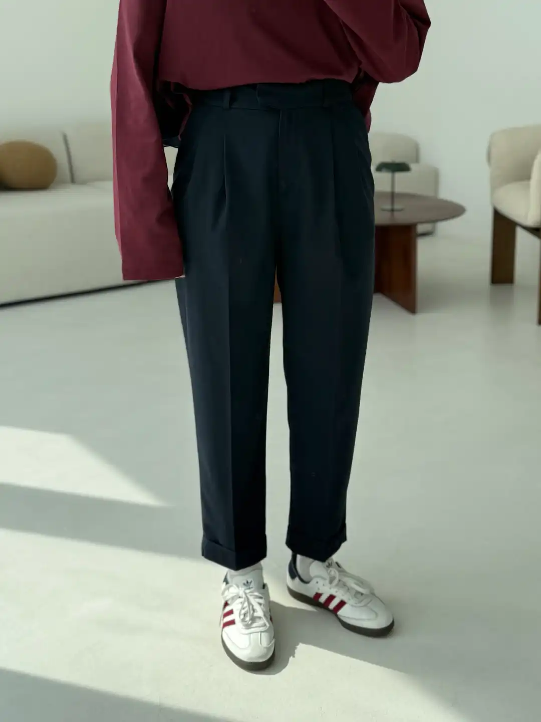 Double Paça Kumaş Pantolon Lacivert