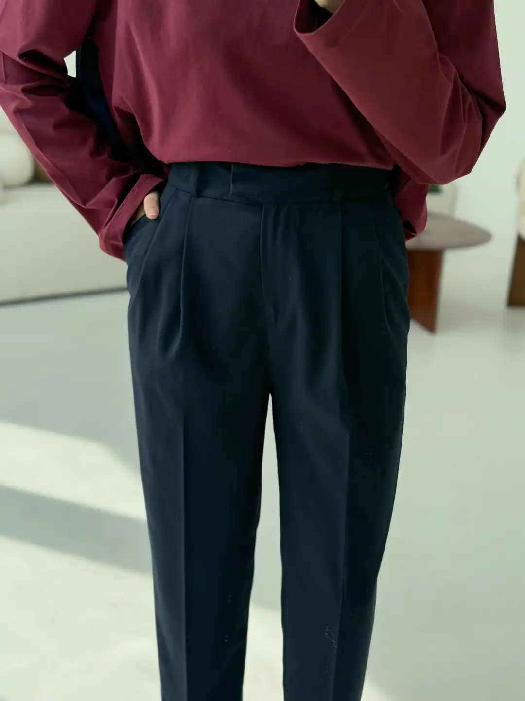 Double Paça Kumaş Pantolon Lacivert - Görsel 3