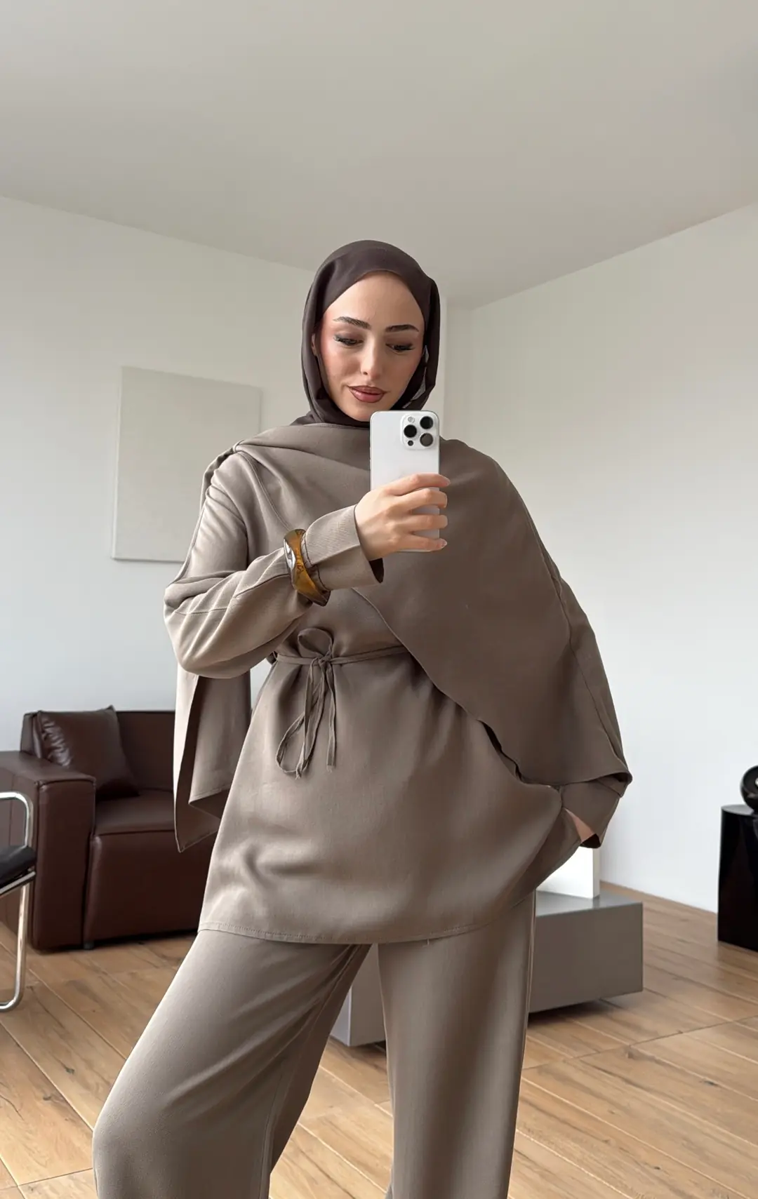 Drape Yaka Bluz Takım Haki - Görsel 9