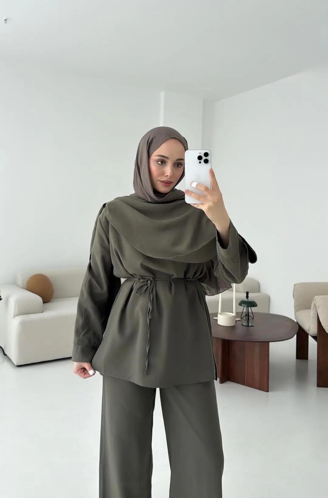 Drape Yaka Bluz Takım Haki - Görsel 9