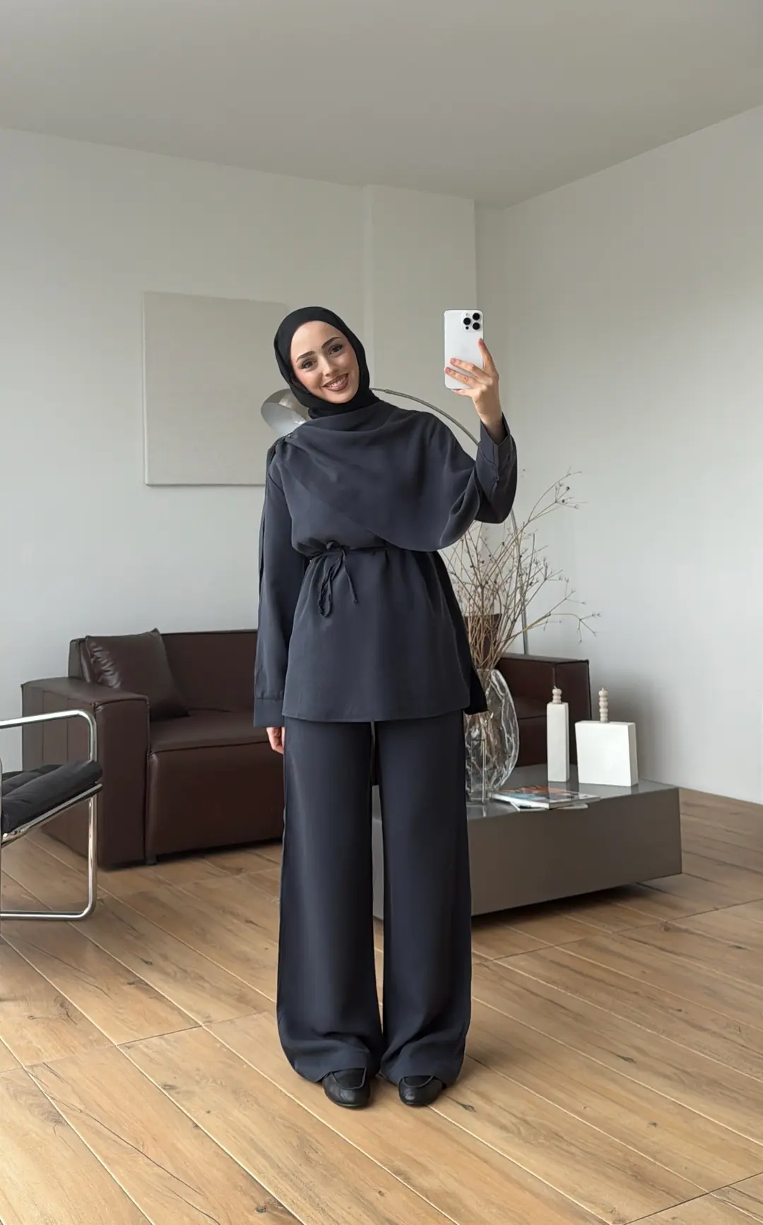 Drape Yaka Bluz Takım Petrol - Görsel 5