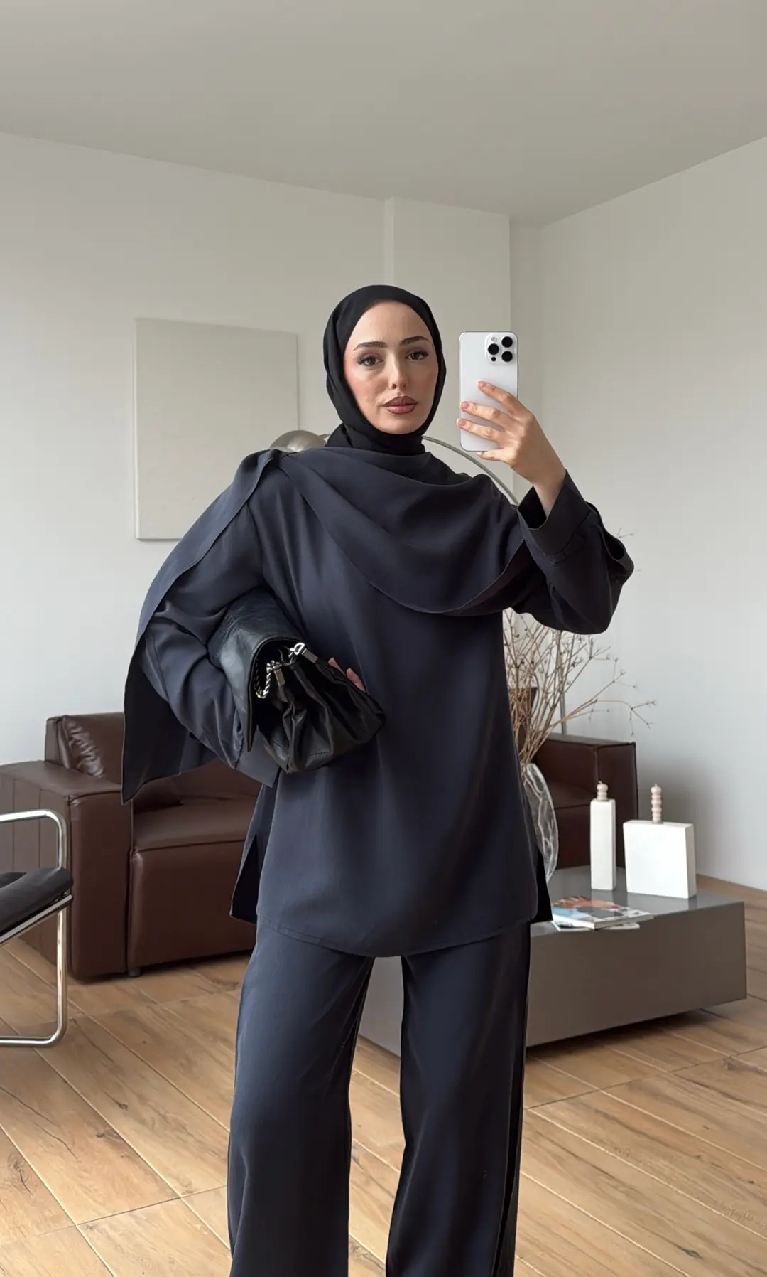 Drape Yaka Bluz Takım Petrol - Görsel 9