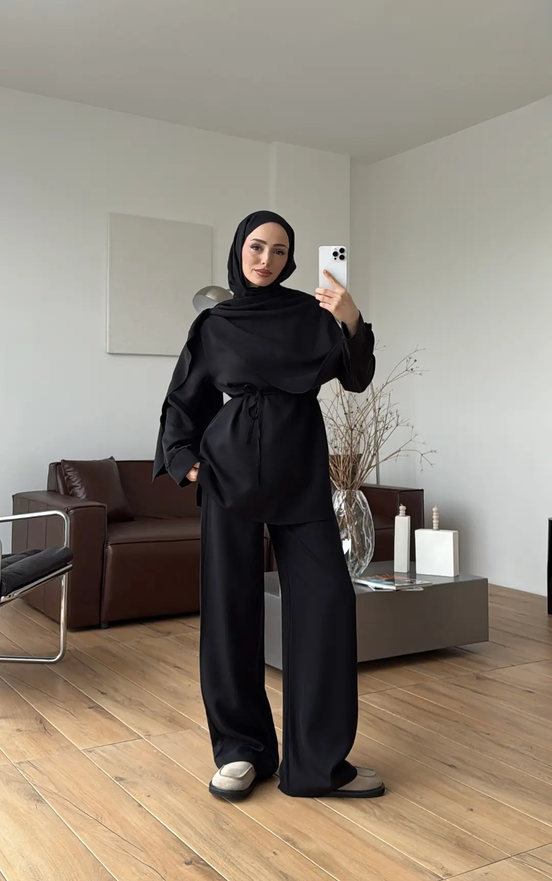 Drape Yaka Bluz Takım Siyah - Görsel 2