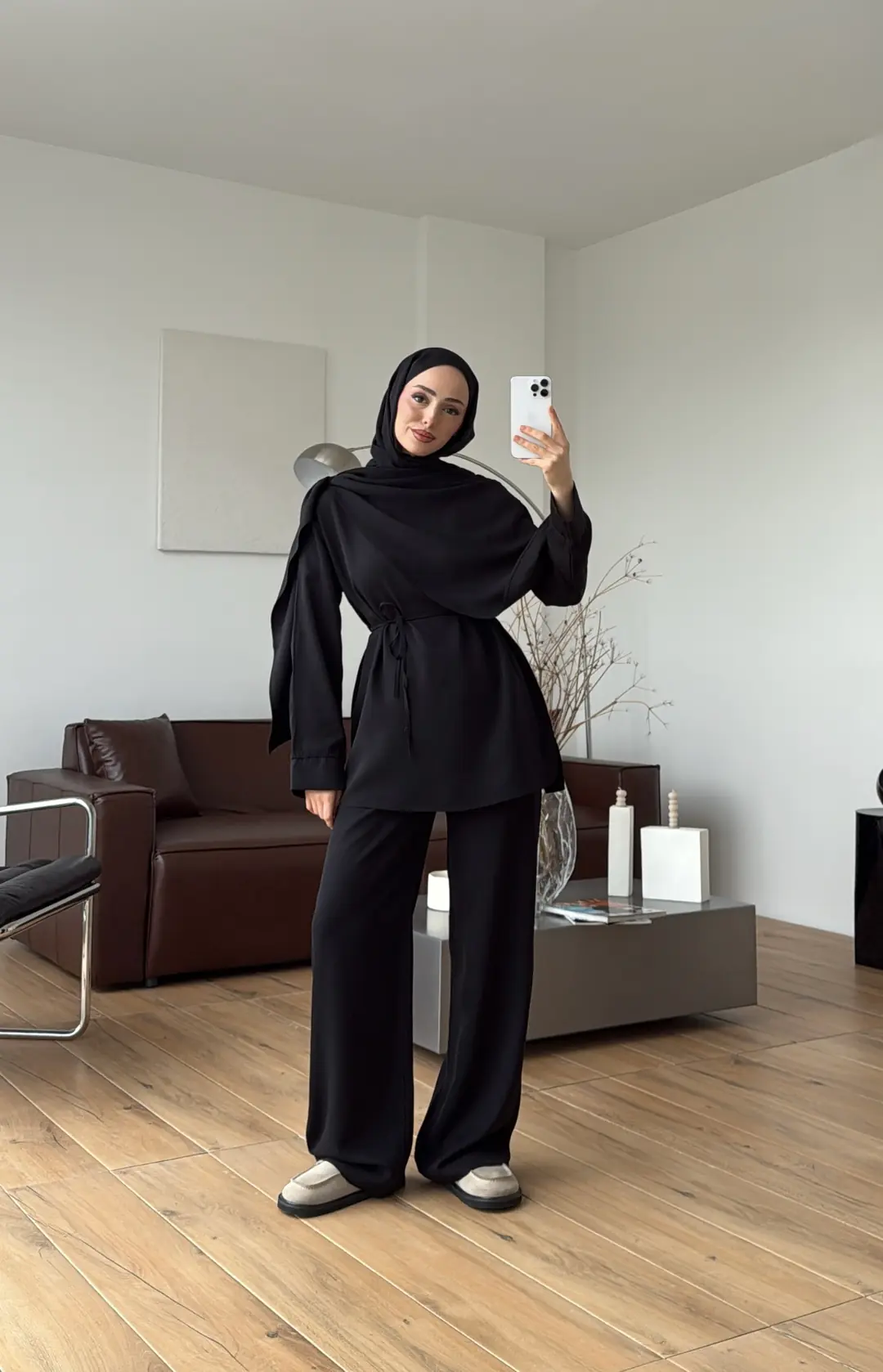 Drape Yaka Bluz Takım Siyah - Görsel 5