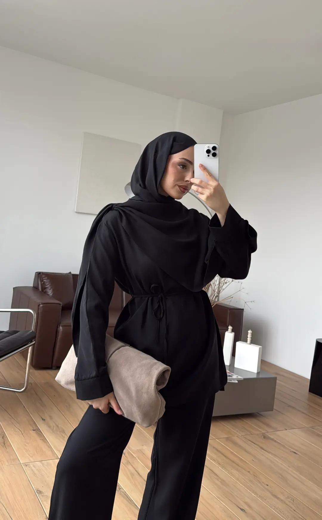 Drape Yaka Bluz Takım Siyah - Görsel 8