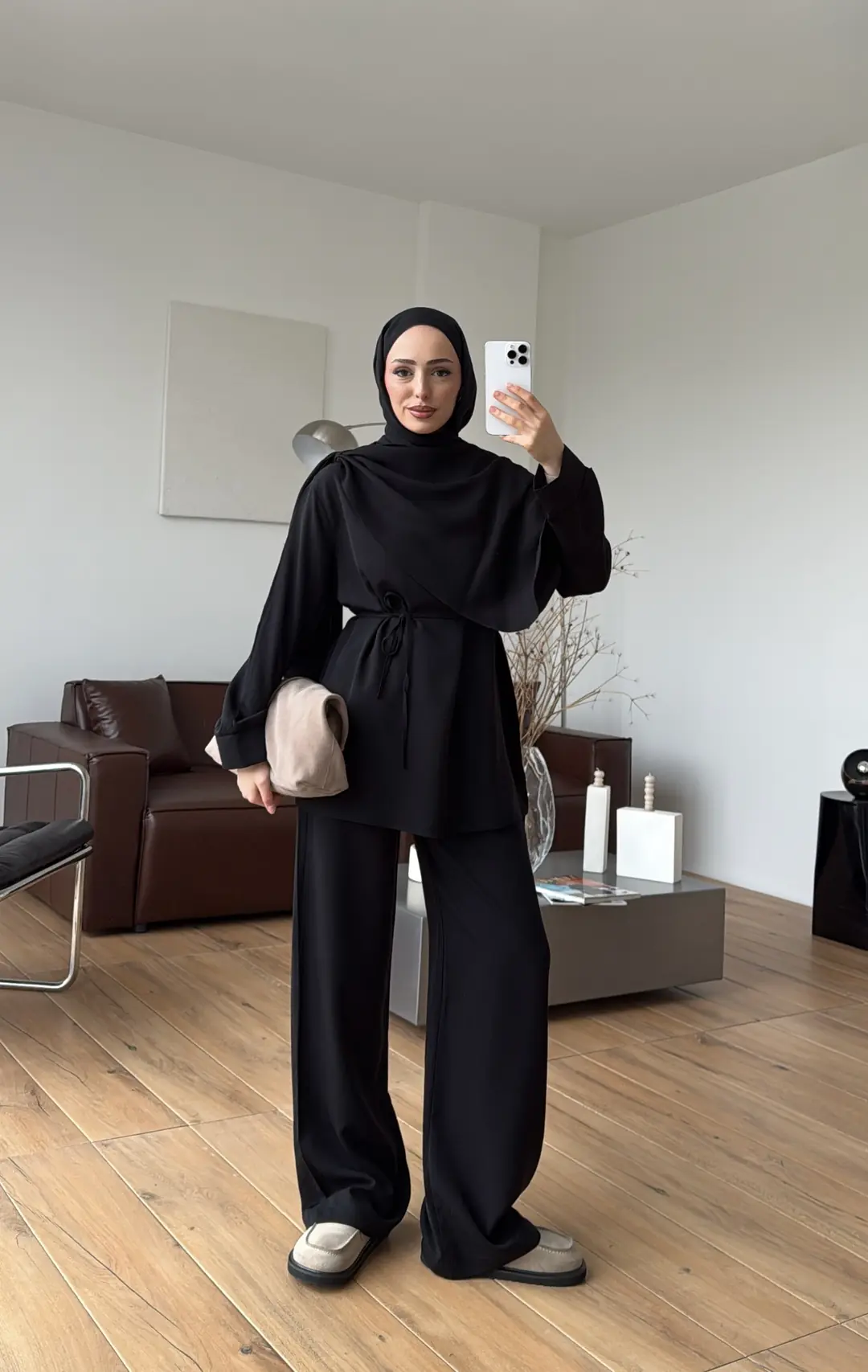 Drape Yaka Bluz Takım Siyah - Görsel 9