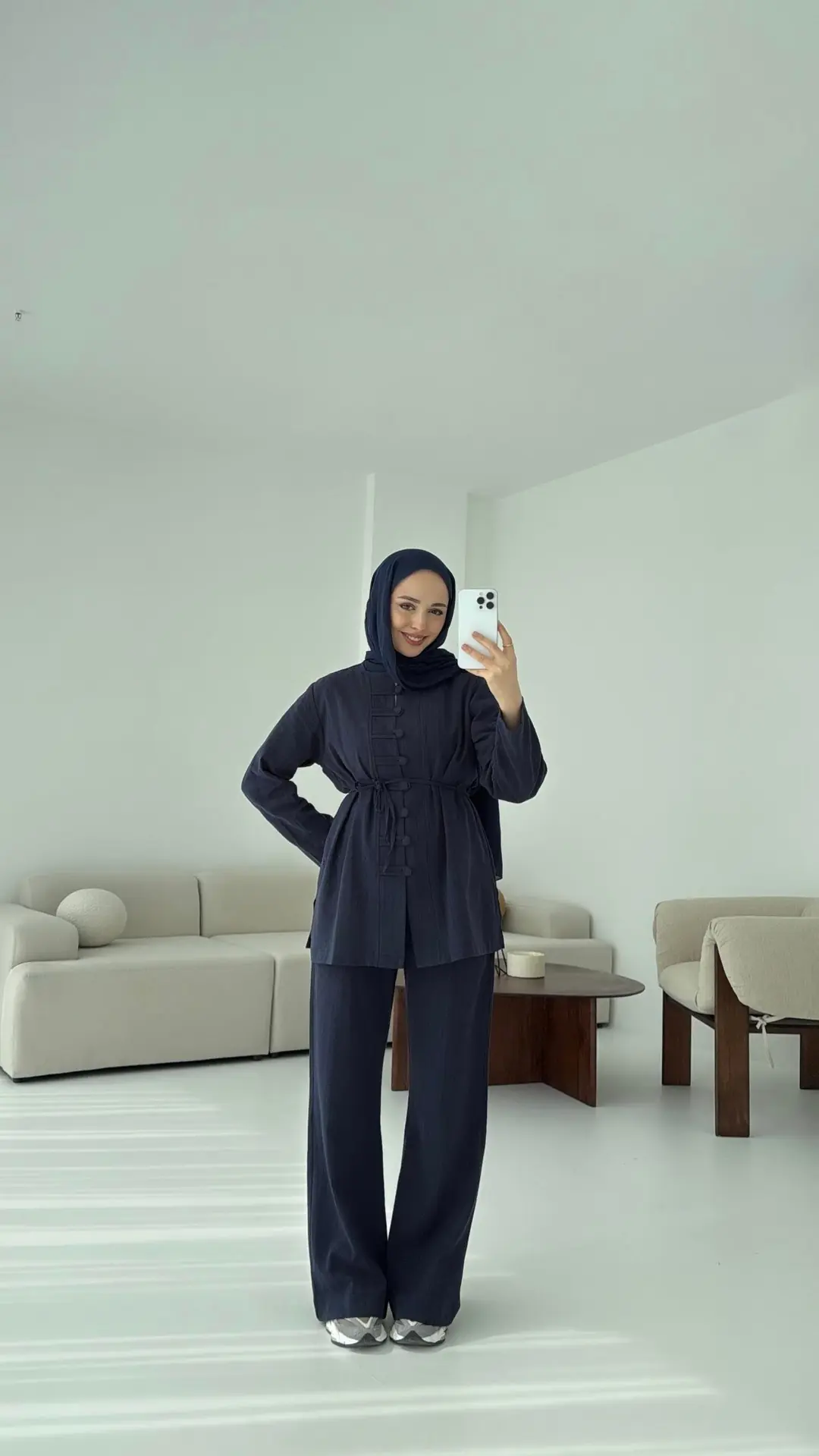 Düğme Detaylı Takım Lacivert - Görsel 2