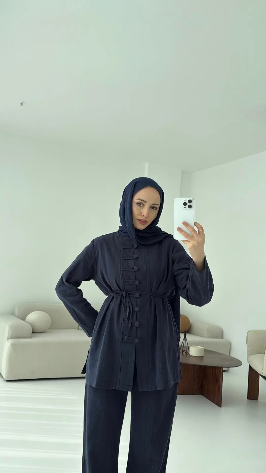 Düğme Detaylı Takım Lacivert - Görsel 3