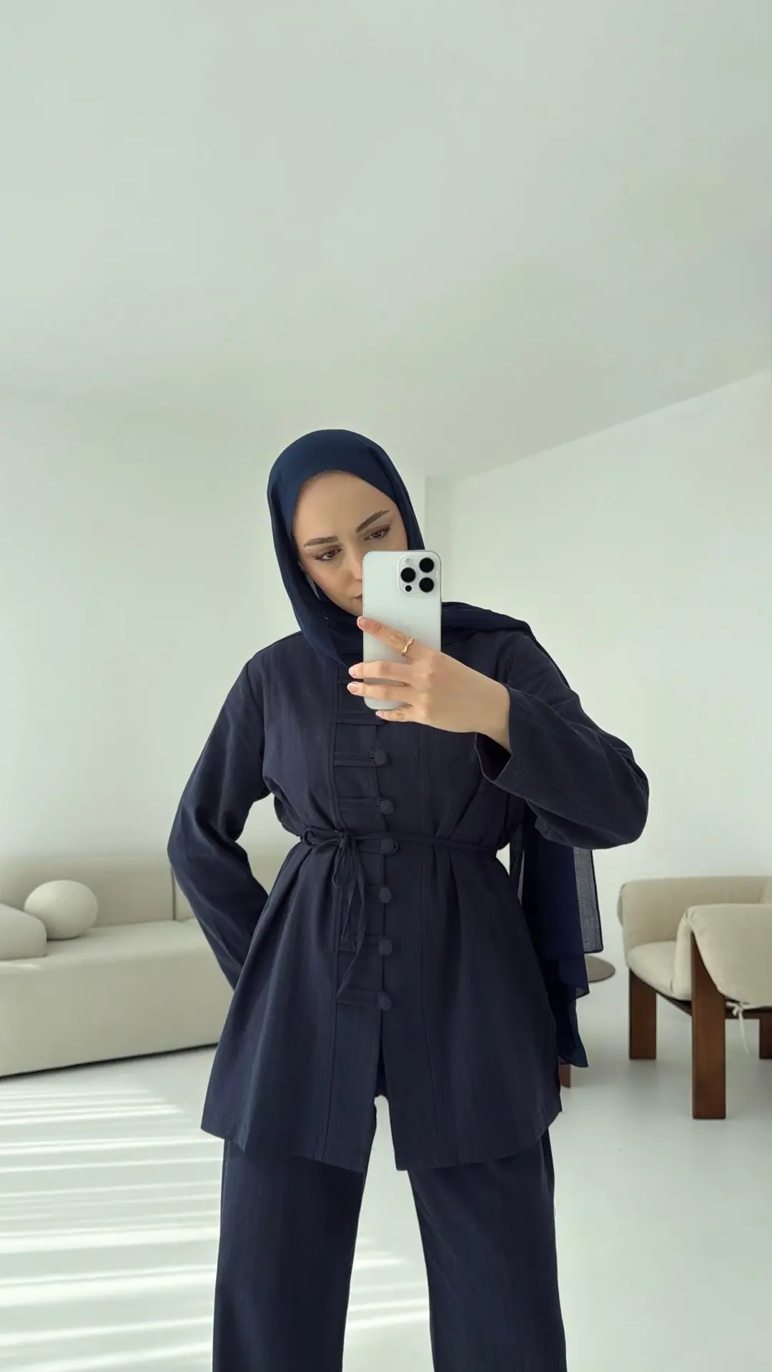 Düğme Detaylı Takım Lacivert - Görsel 6