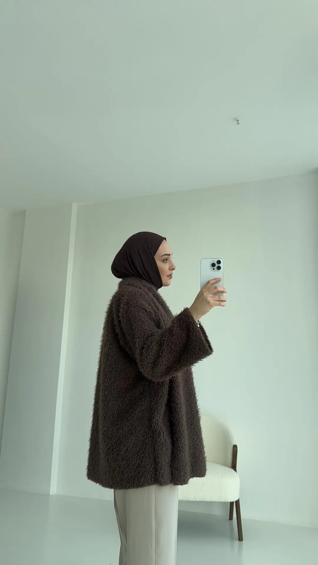 Düğmeli Atkı Detay Ceket Kahve - Görsel 2