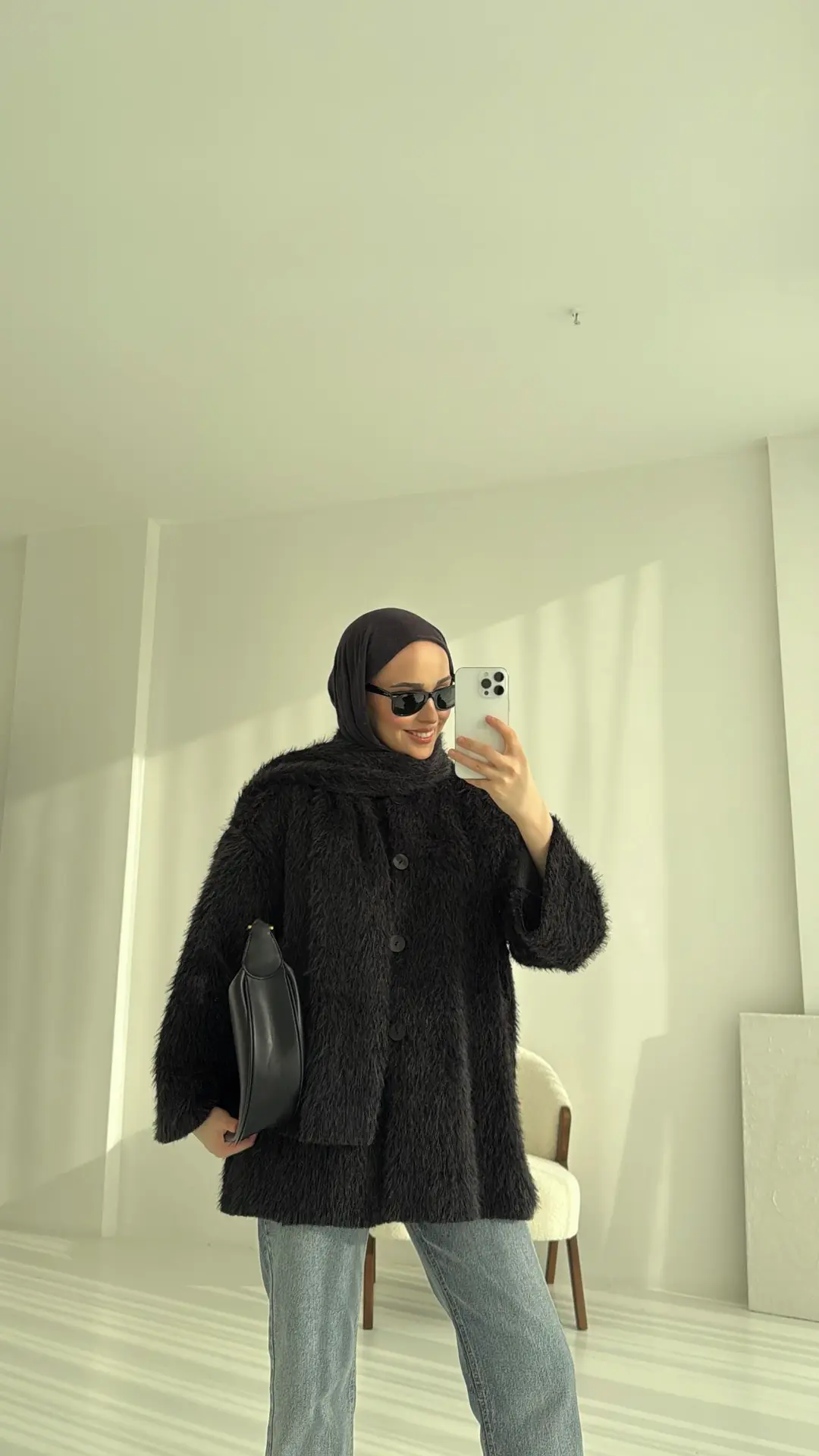 Düğmeli Atkı Detay Ceket Siyah