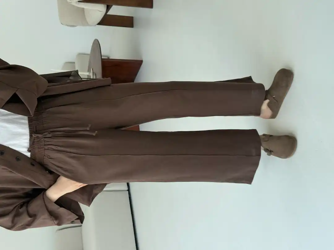 Düğmeli Kimono Takım Kahve - Görsel 9