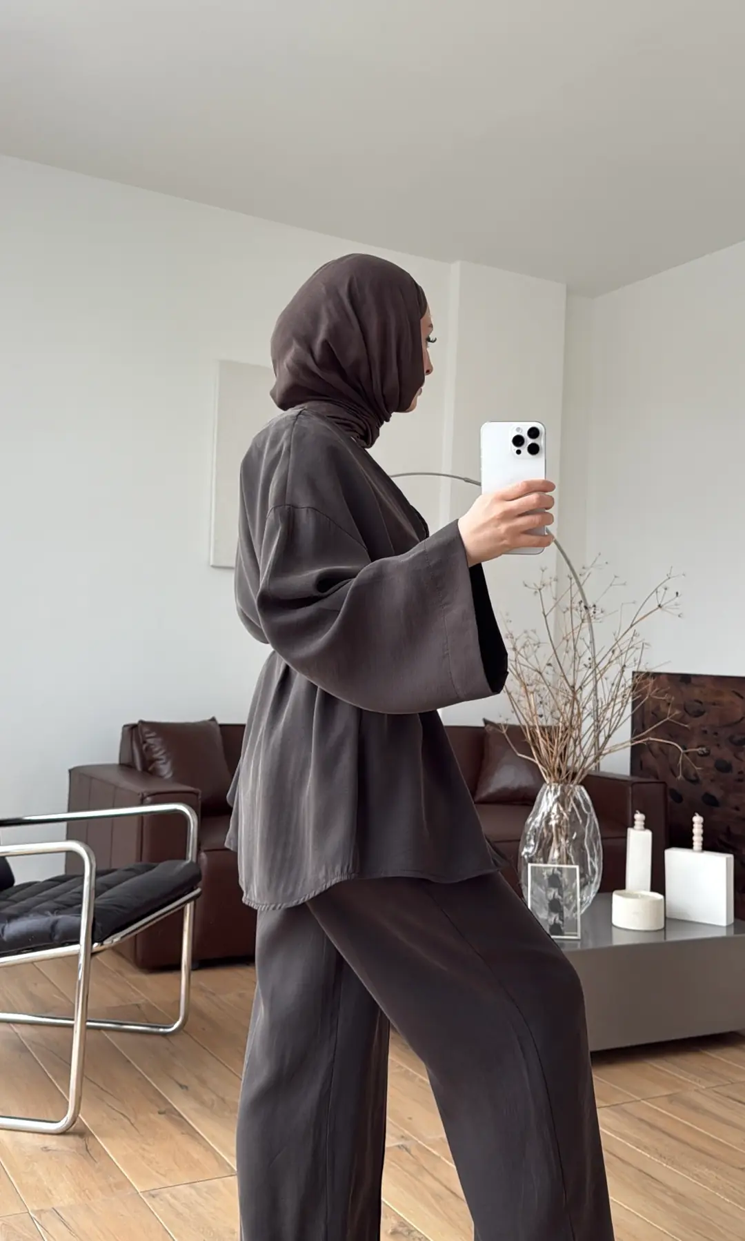 Düğmeli Takım Kahve - Görsel 3