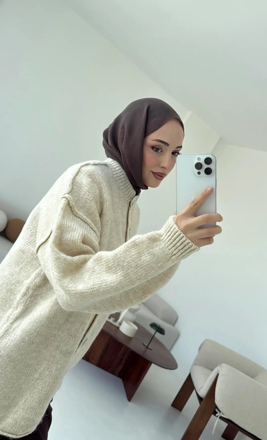 Düğmeli Triko Hırka Krem - Görsel 3