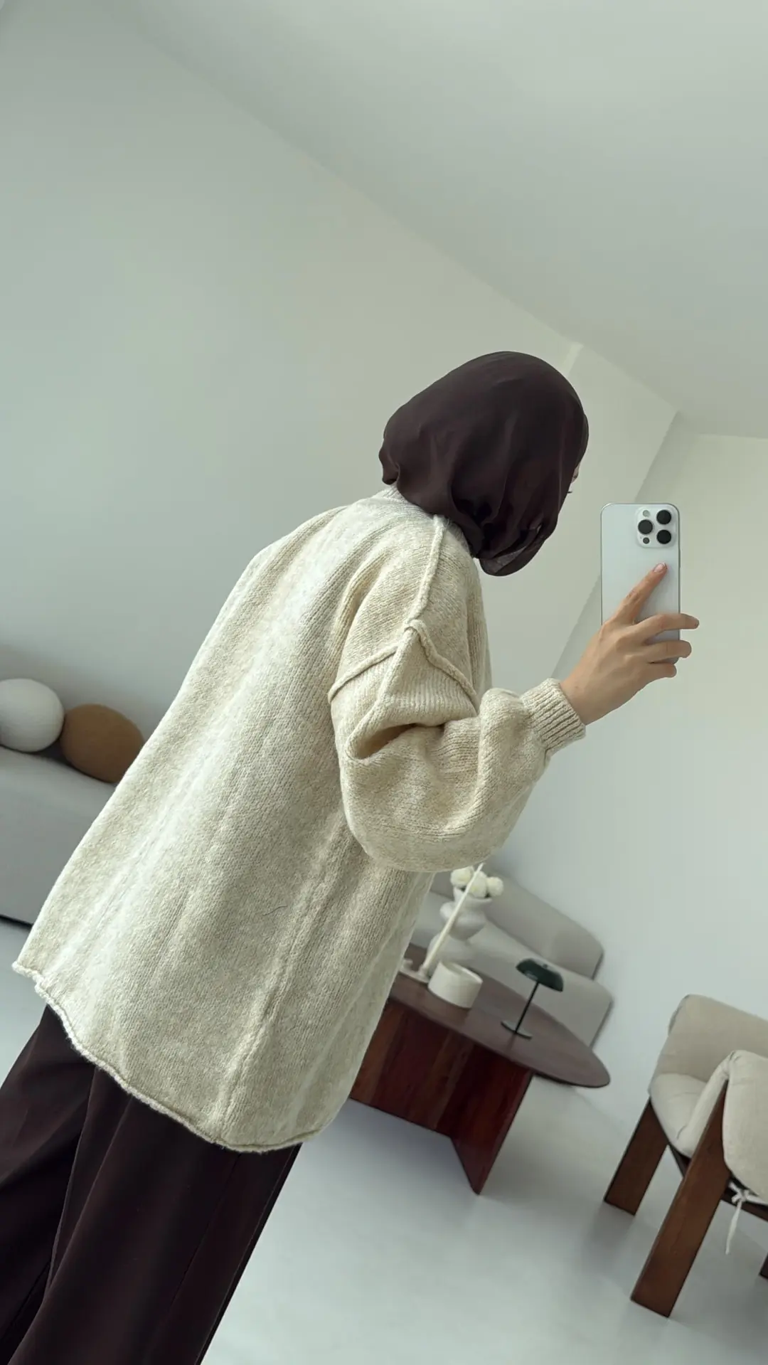 Düğmeli Triko Hırka Krem - Görsel 8