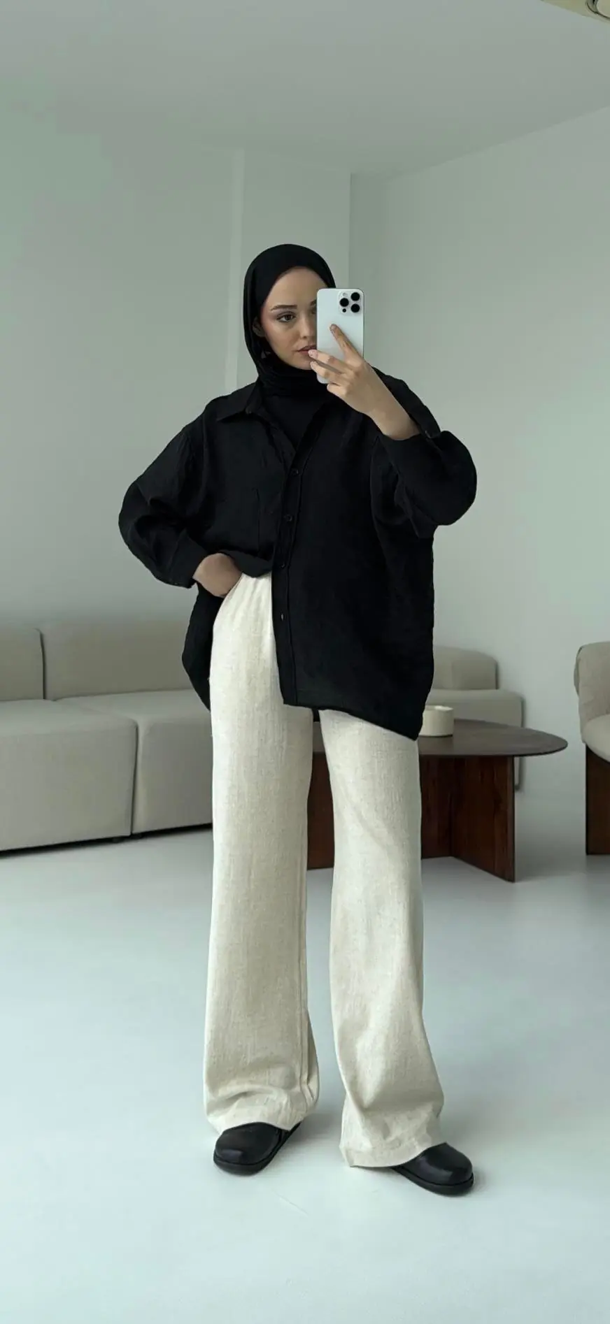 Düşük Omuz Oversize Gömlek Siyah - Görsel 3