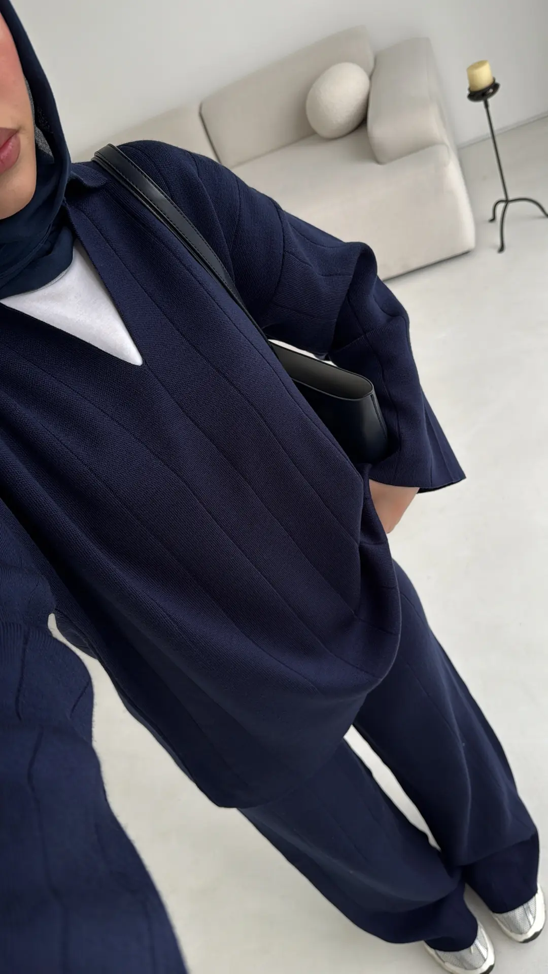 Düz Fitilli Triko Takım Lacivert - Görsel 2