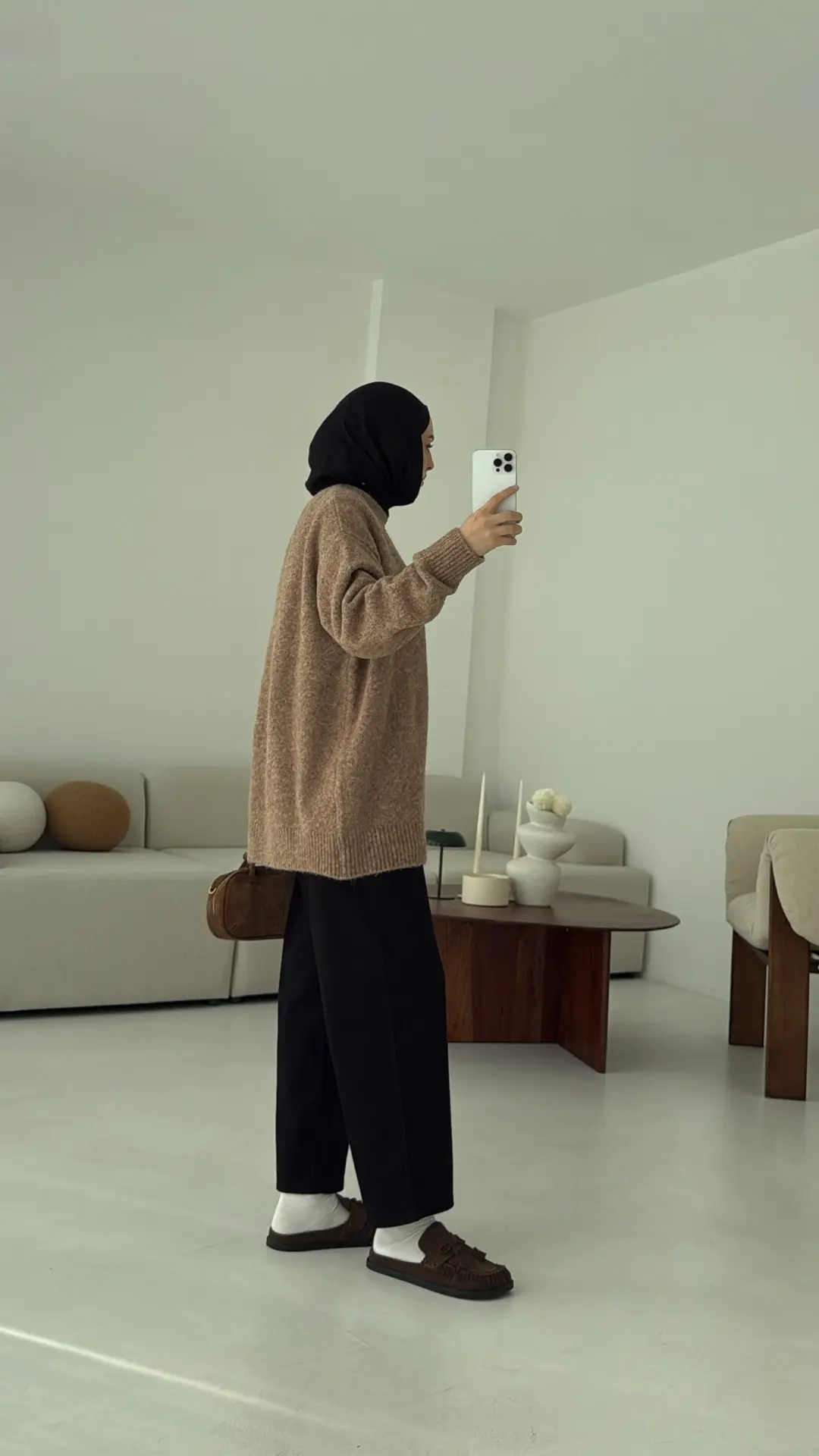 Düz Triko Kazak Camel - Görsel 7