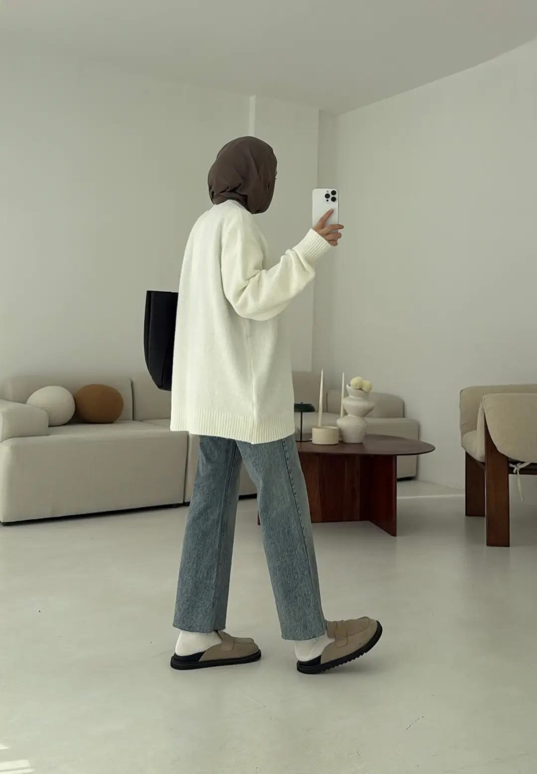 Düz Triko Kazak Kemik - Görsel 2