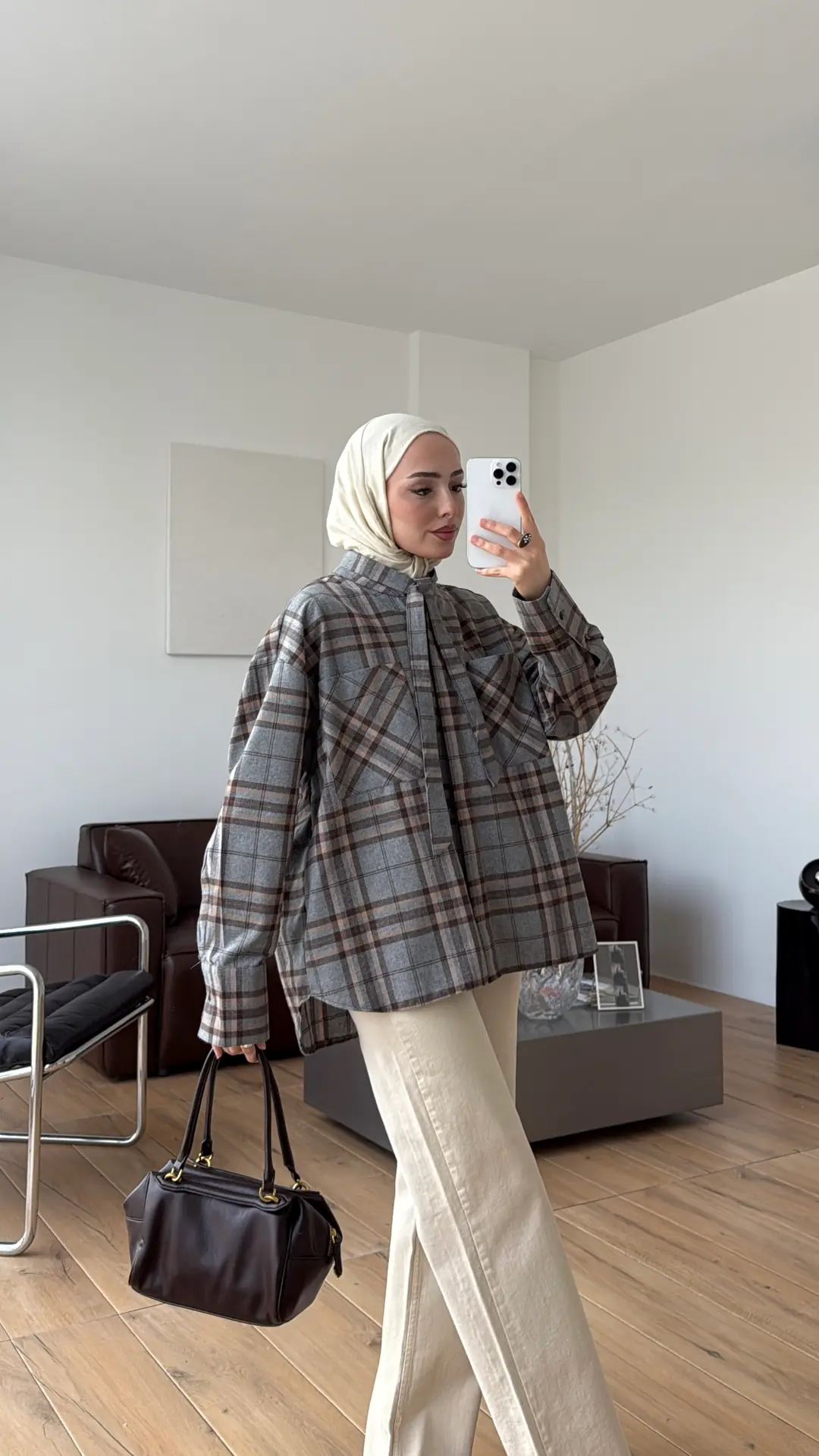 Ekose Mevsimlik Gömlek Gri