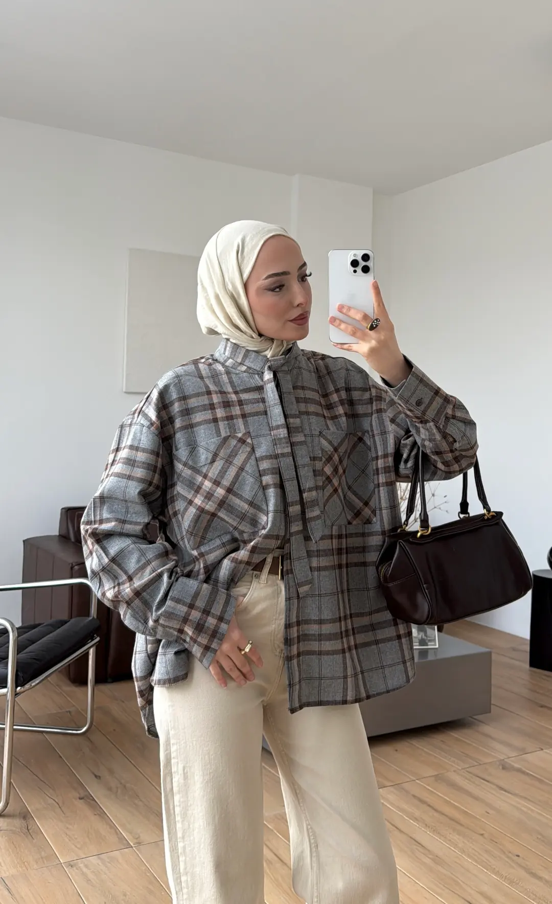 Ekose Mevsimlik Gömlek Gri - Görsel 4