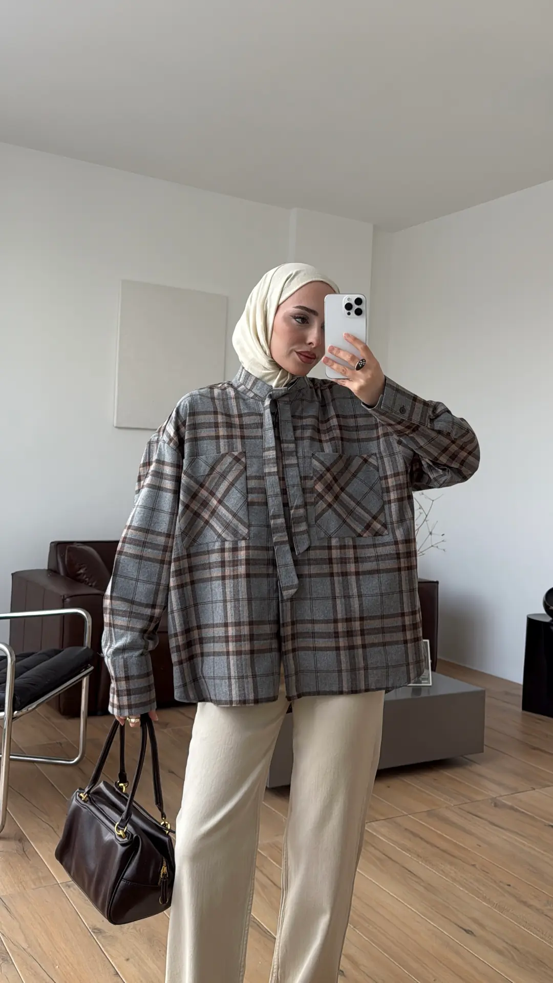 Ekose Mevsimlik Gömlek Gri - Görsel 8