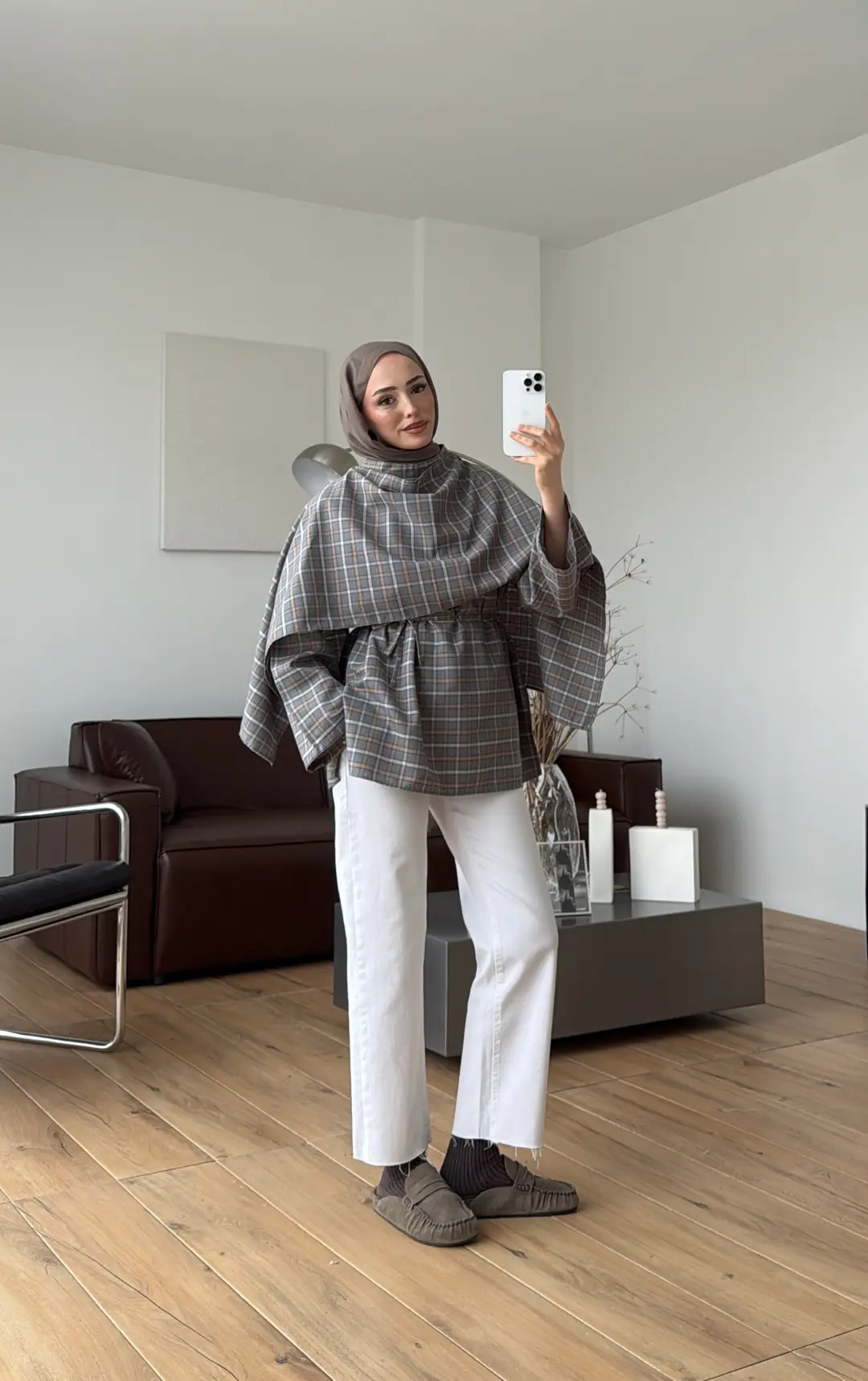 Ekose Şallı Gömlek Gri - Görsel 7