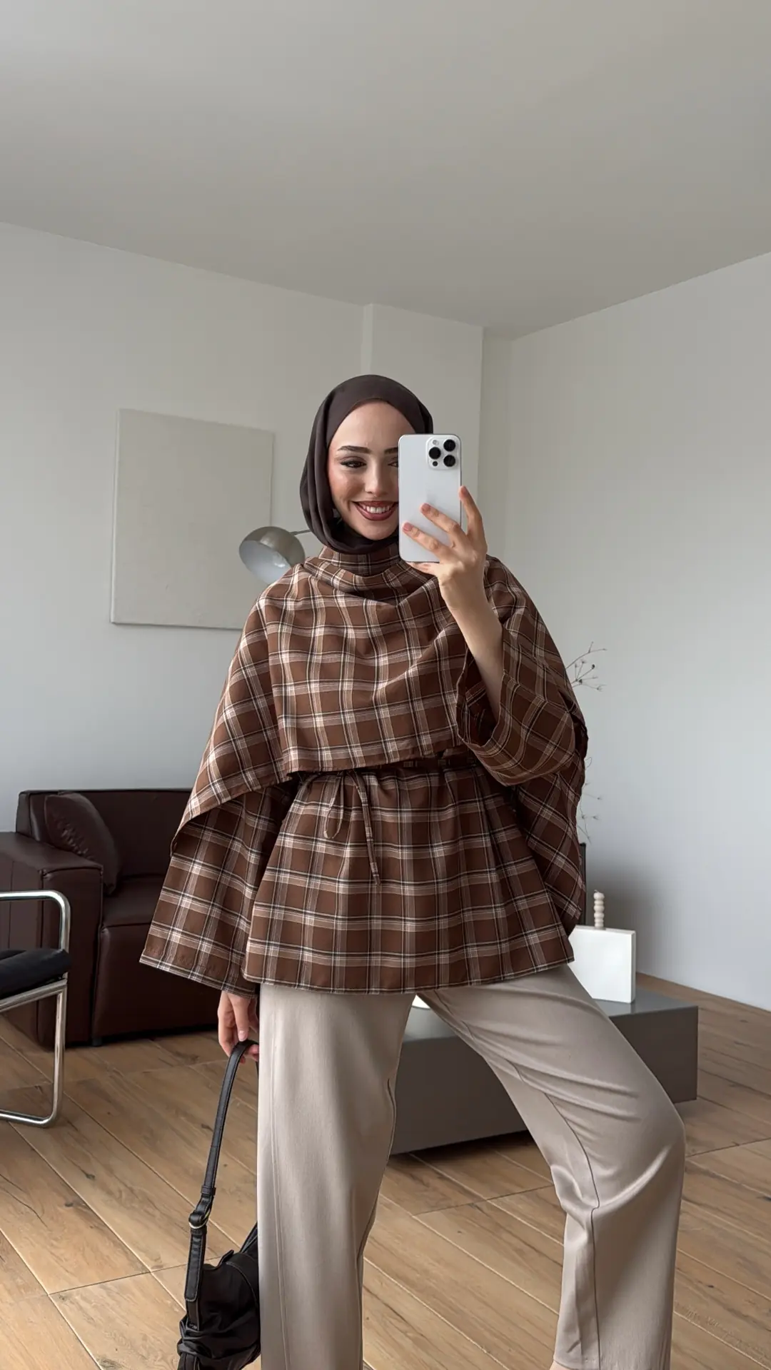 Ekose Şallı Gömlek Kahve