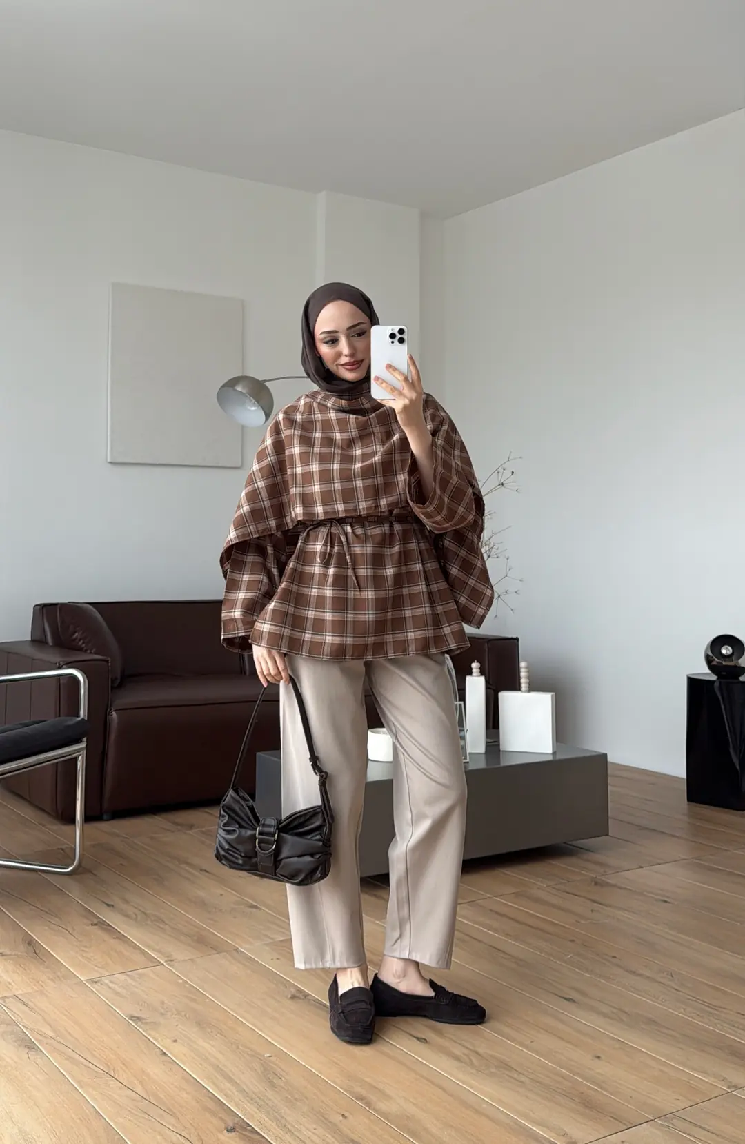 Ekose Şallı Gömlek Kahve - Görsel 2