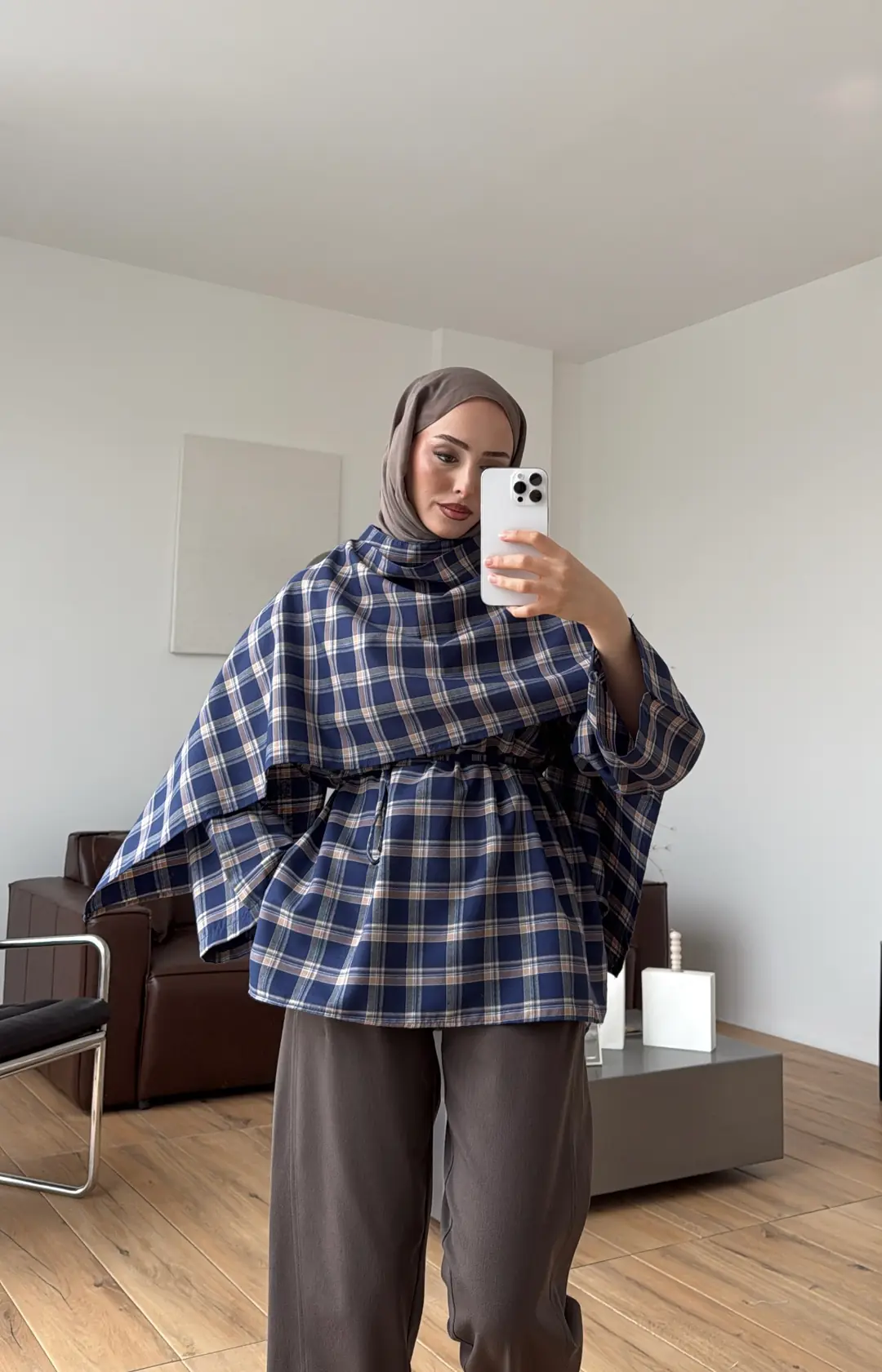 Ekose Şallı Gömlek Lacivert - Görsel 2