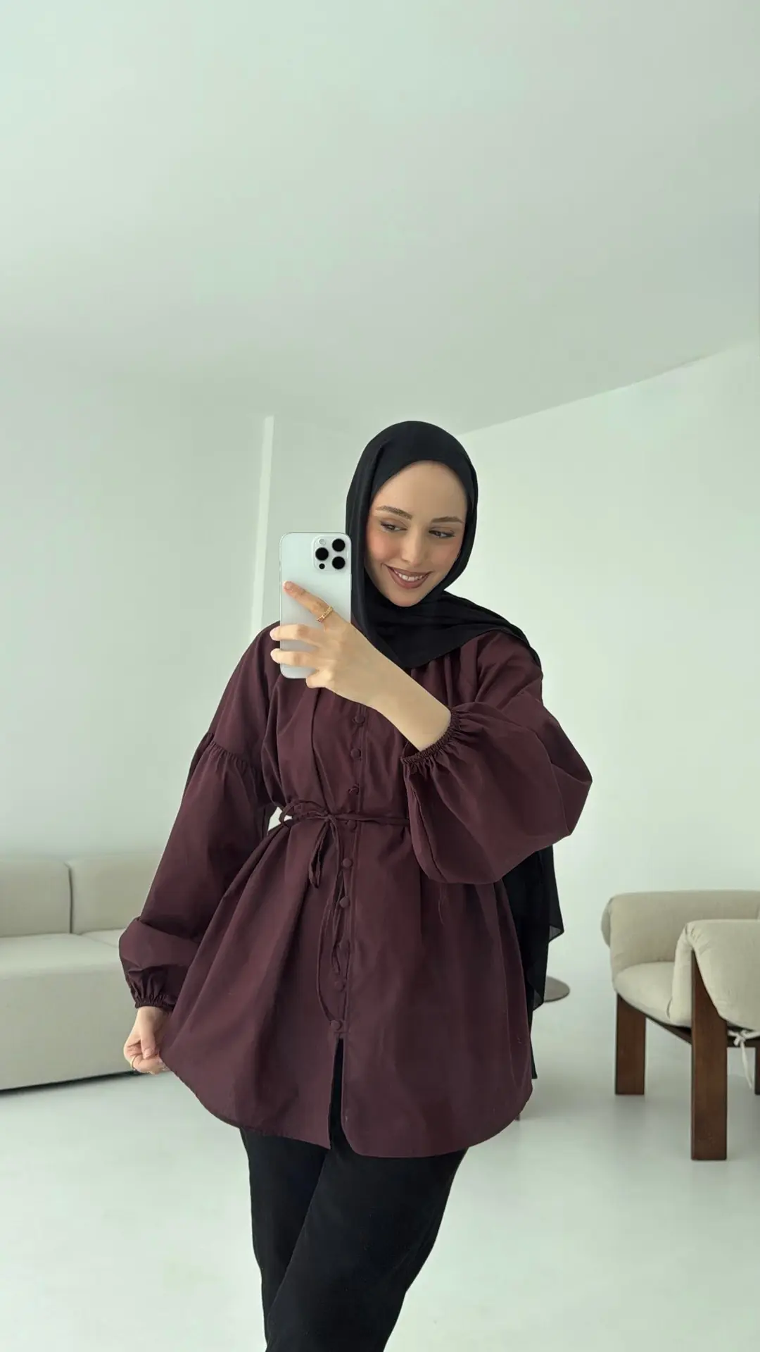 Elegant Gömlek Bordo - Görsel 8