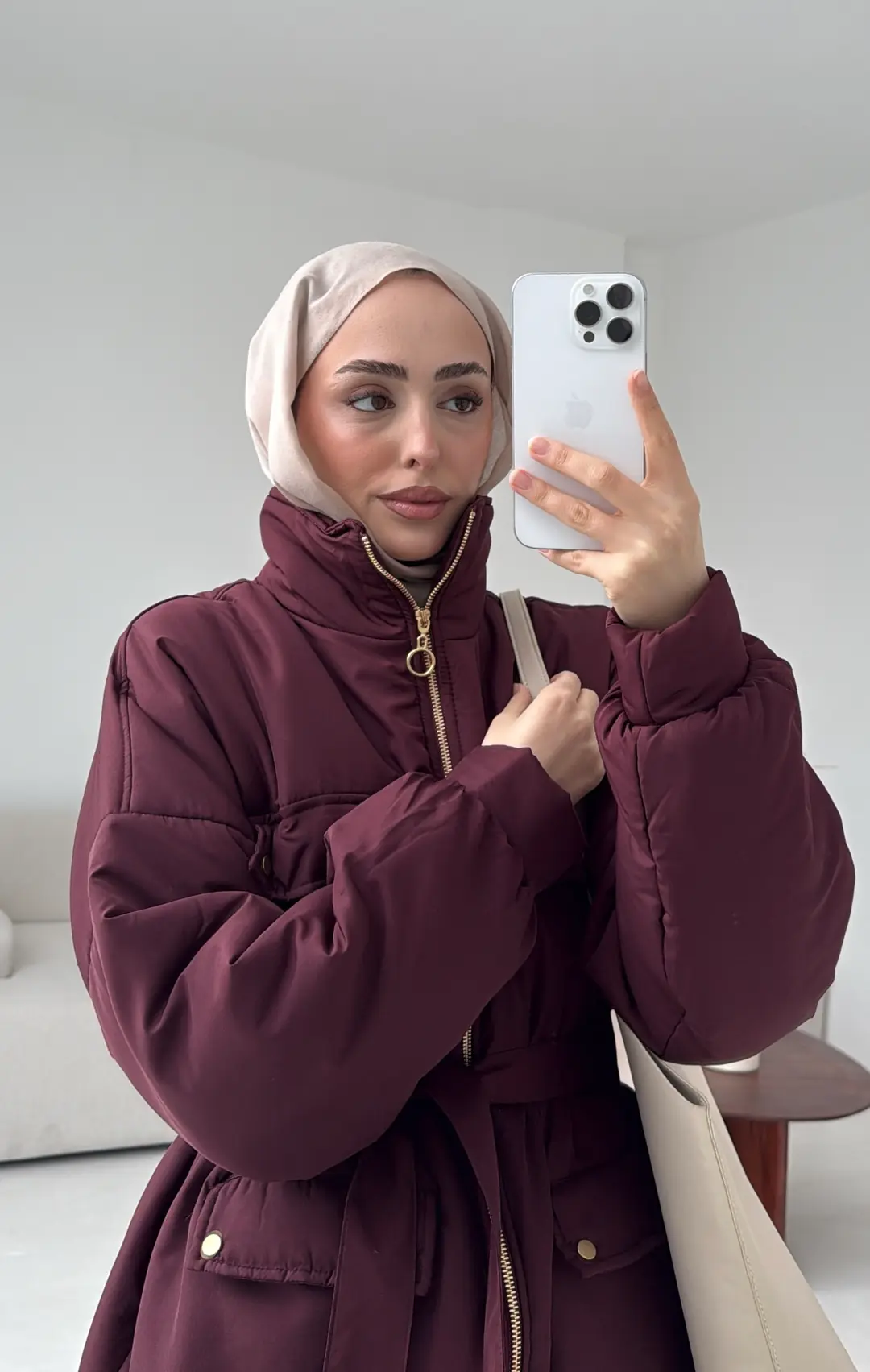 Elyaf Dolgulu Hafif Mont Bordo - Görsel 7