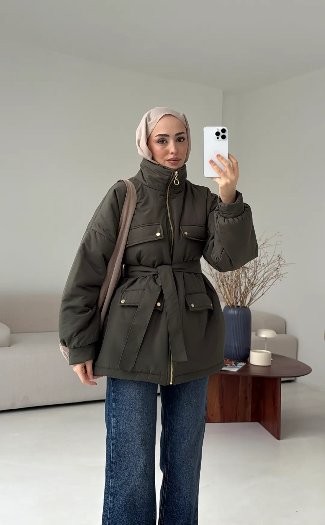 Elyaf Dolgulu Hafif Mont Haki - Görsel 10