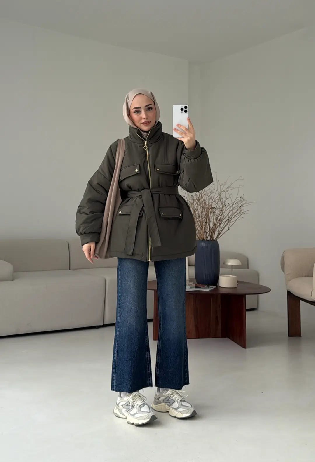 Elyaf Dolgulu Hafif Mont Haki - Görsel 5