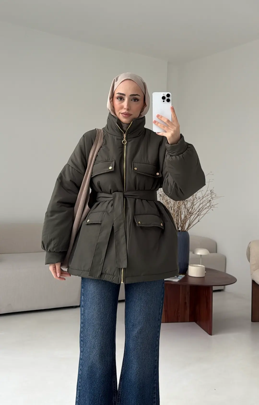 Elyaf Dolgulu Hafif Mont Haki - Görsel 6