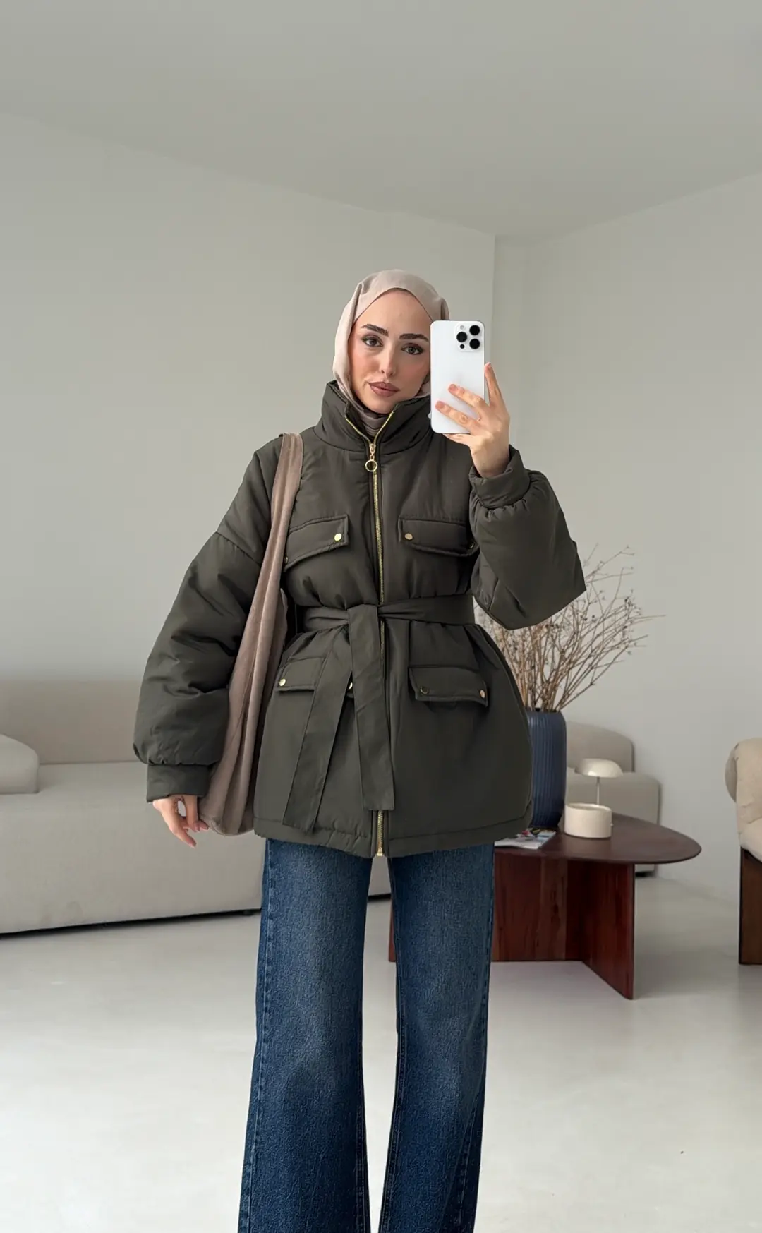 Elyaf Dolgulu Hafif Mont Haki - Görsel 7