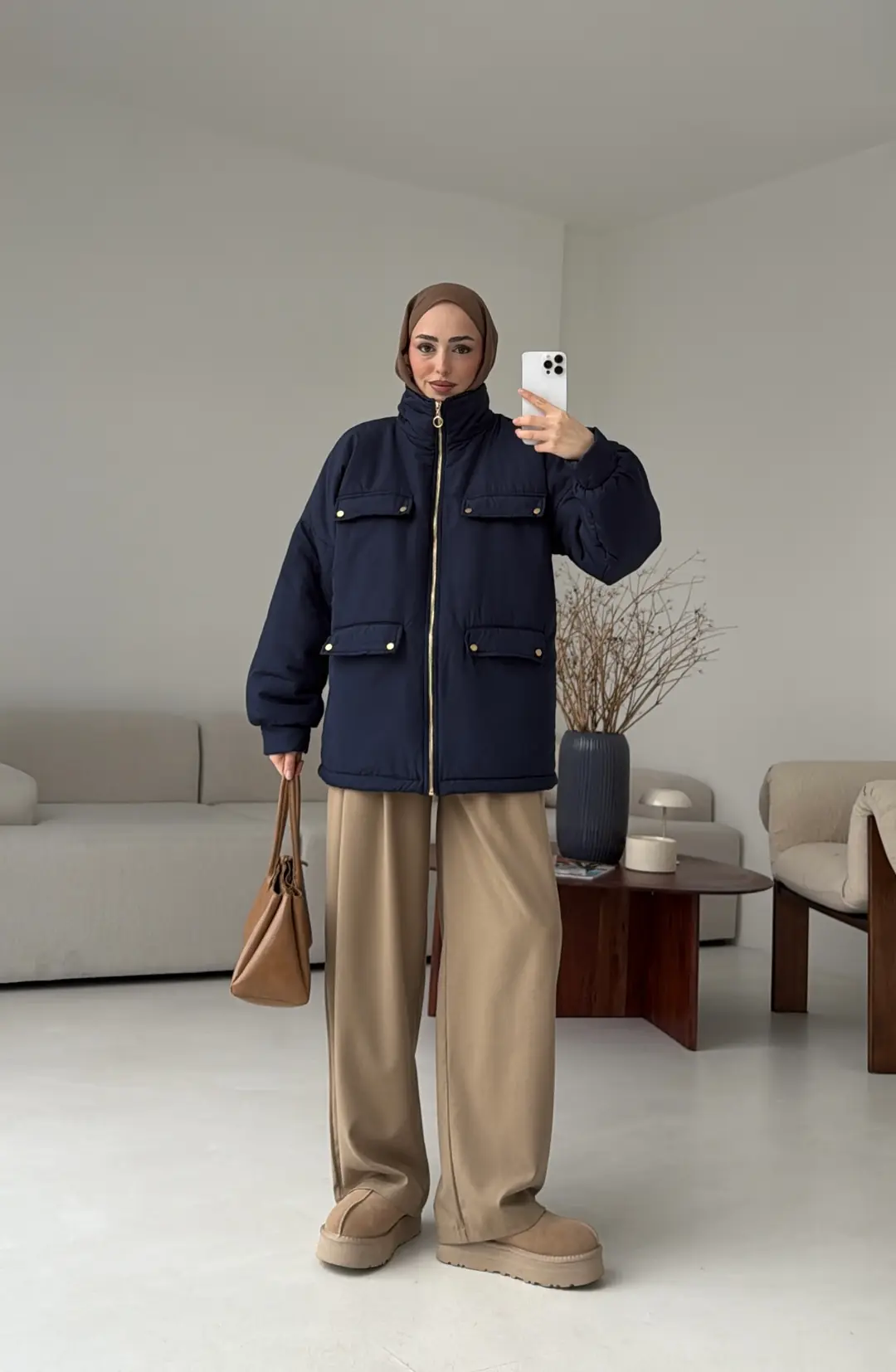 Elyaf Dolgulu Hafif Mont Lacivert - Görsel 2