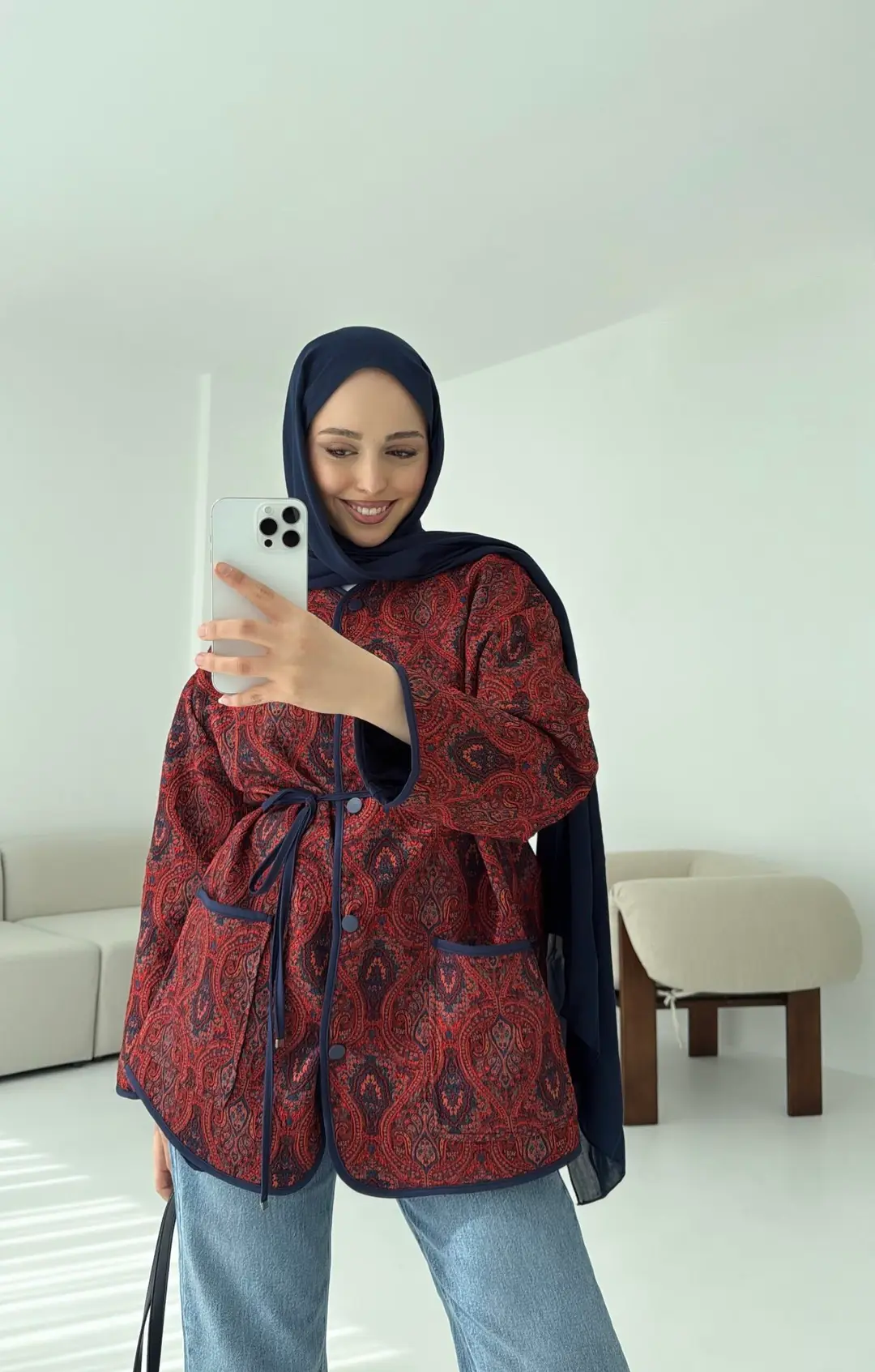 Etnik Desen Bağlamalı Ceket - Görsel 2